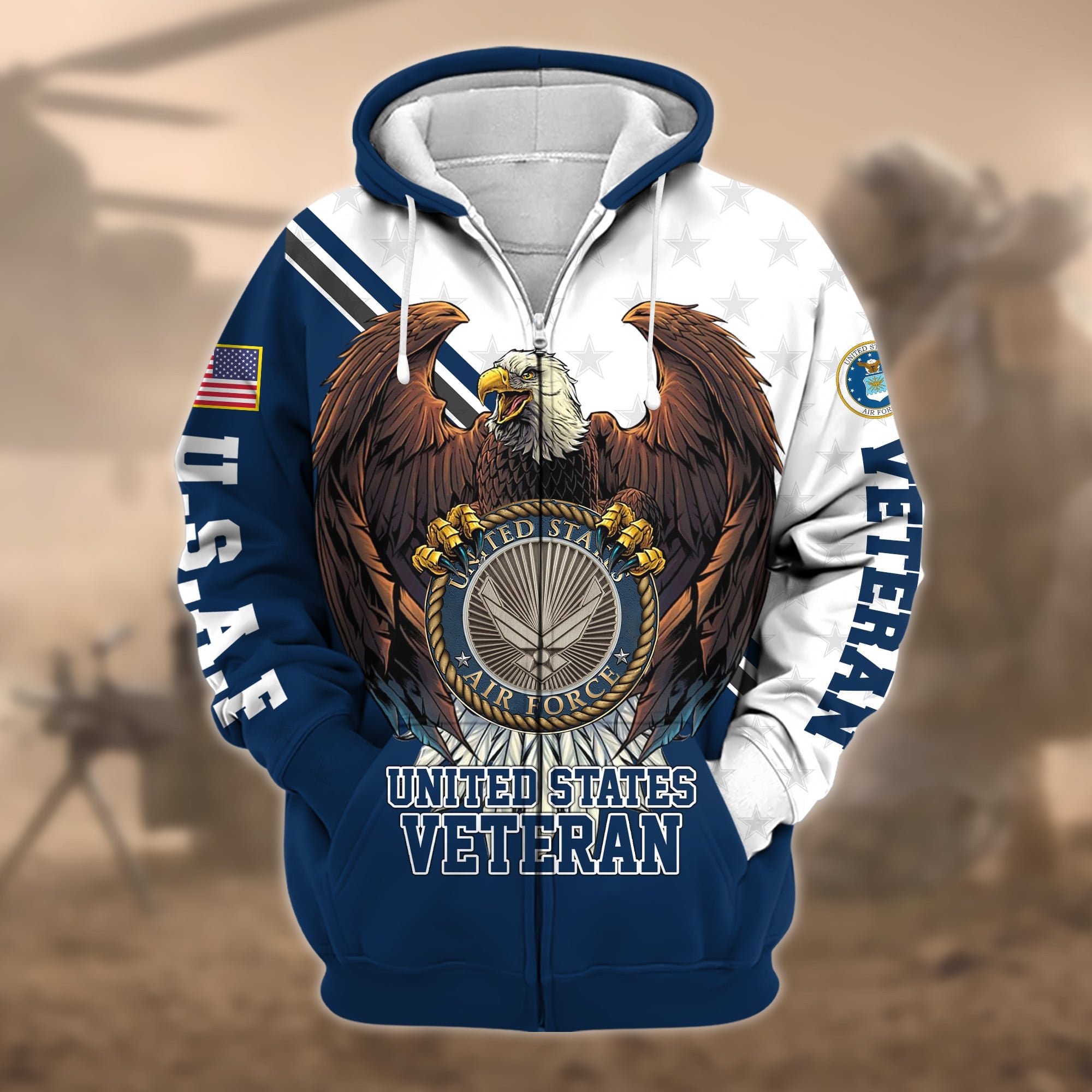 Premium Eagle US Veteran Zip Hoodie
