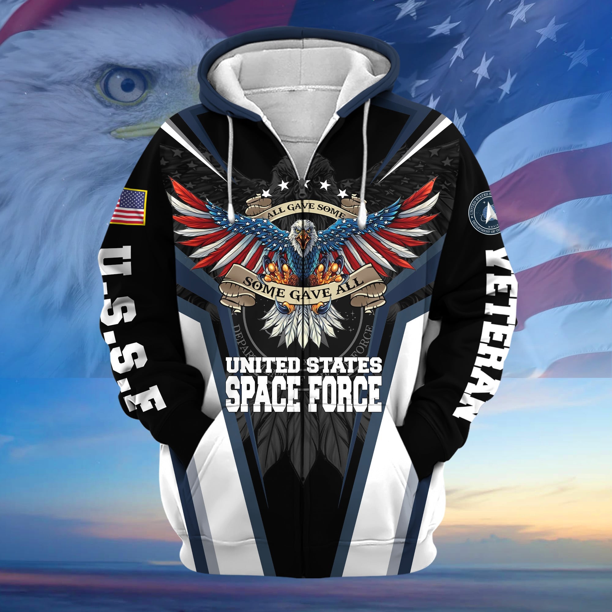 Premium All Gave Some Some Gave All US Veteran Zip Hoodie