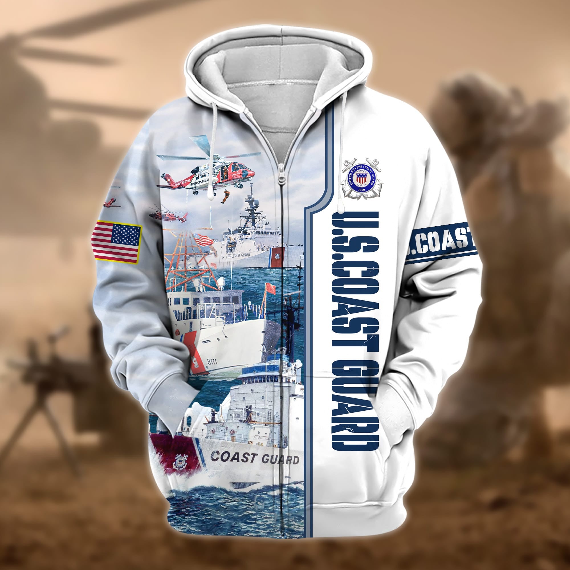 Premium Honoring All Who Served US Veteran Zip Hoodie