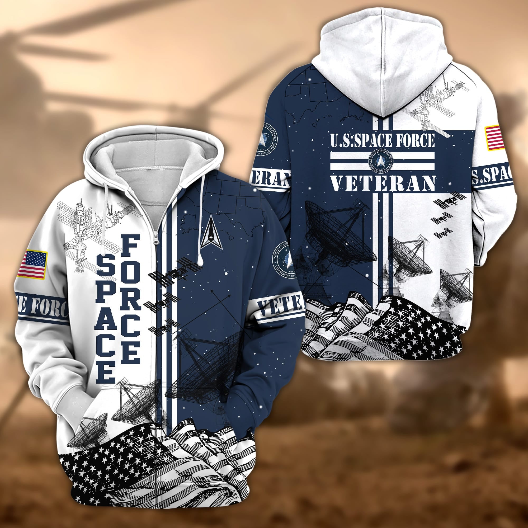 Premium Proudly Served US Veteran Zip Hoodie
