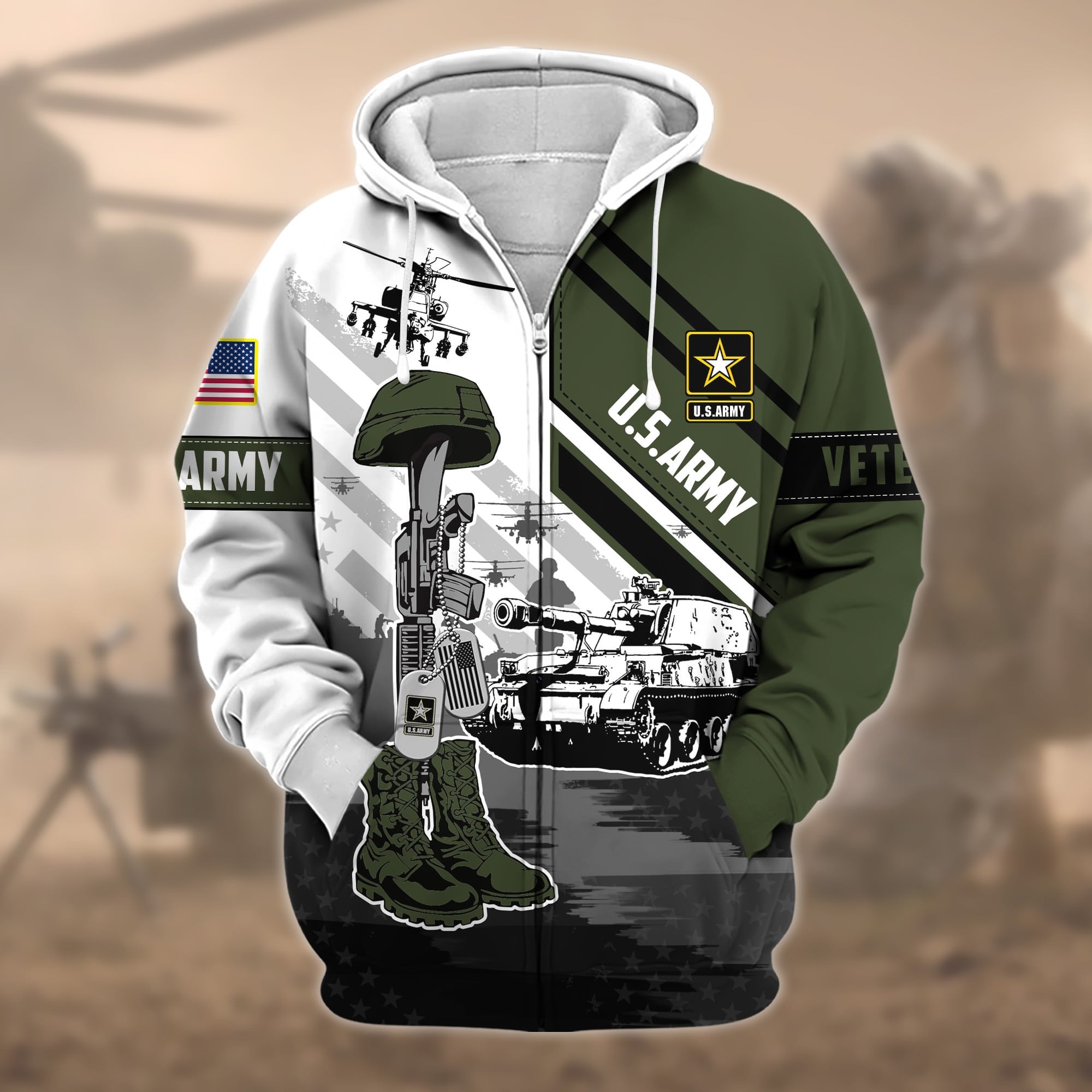 Premium Honoring All Who Served US Veteran Zip Hoodie
