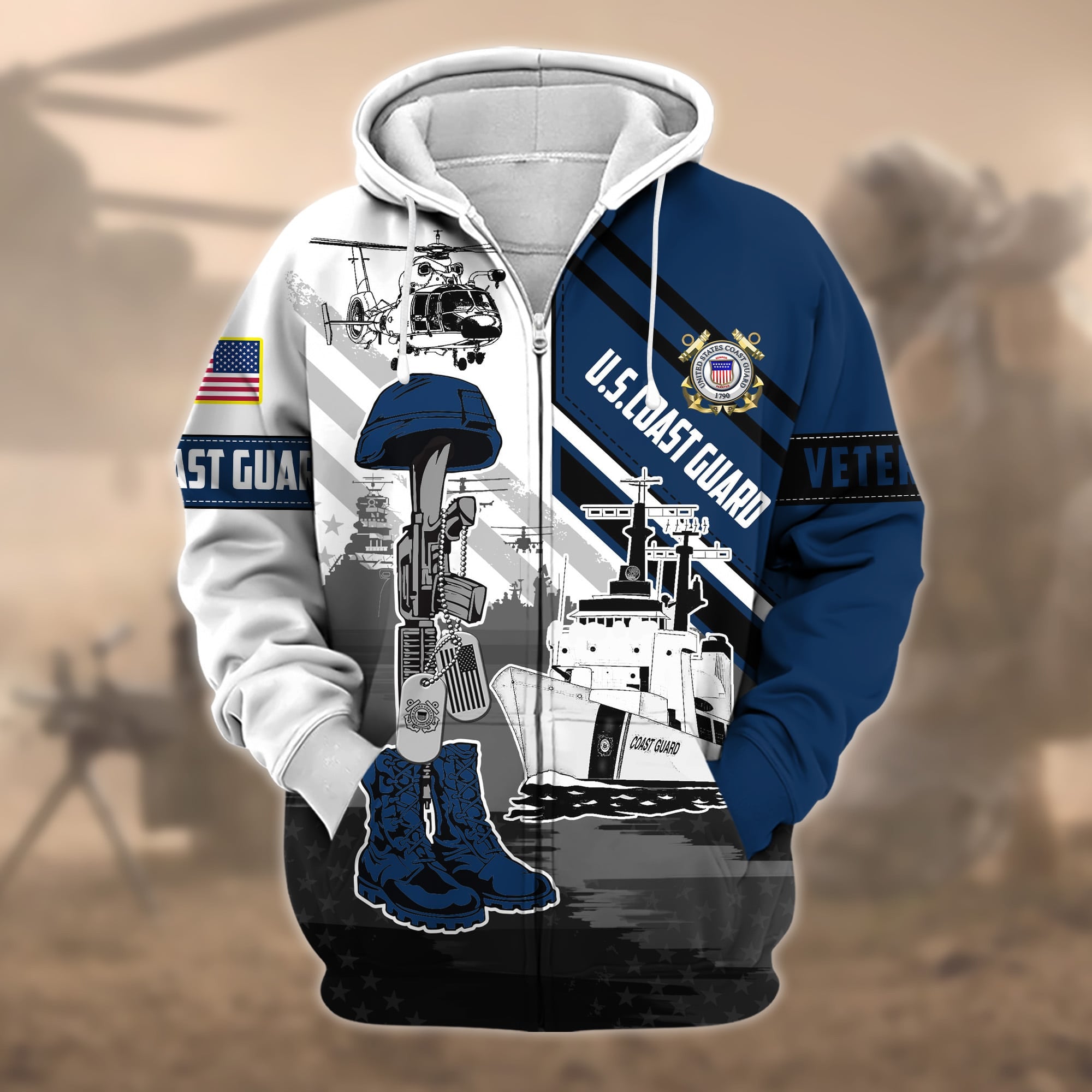 Premium Honoring All Who Served US Veteran Zip Hoodie