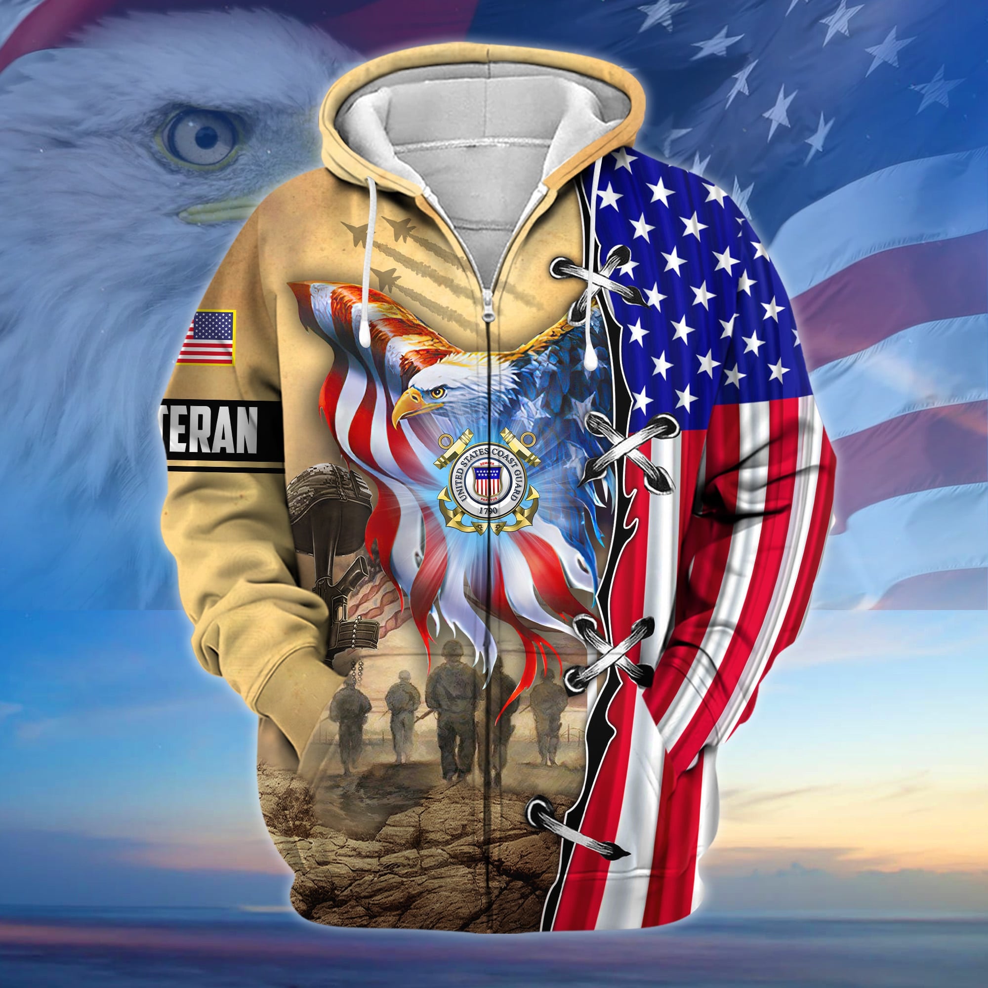 Premium Honoring All Who Served US Veteran Zip Hoodie