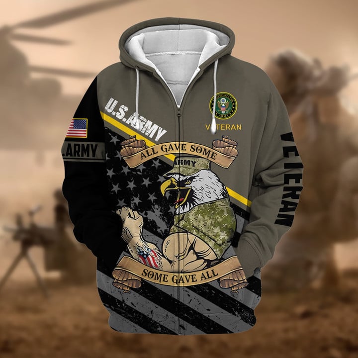 Premium US Military Services US Veteran Zip Hoodie