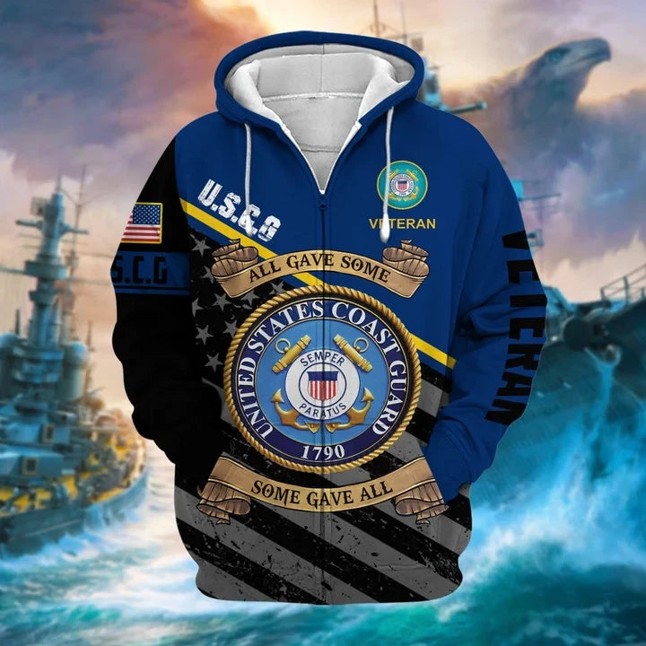 Premium US Military Services US Veteran Zip Hoodie