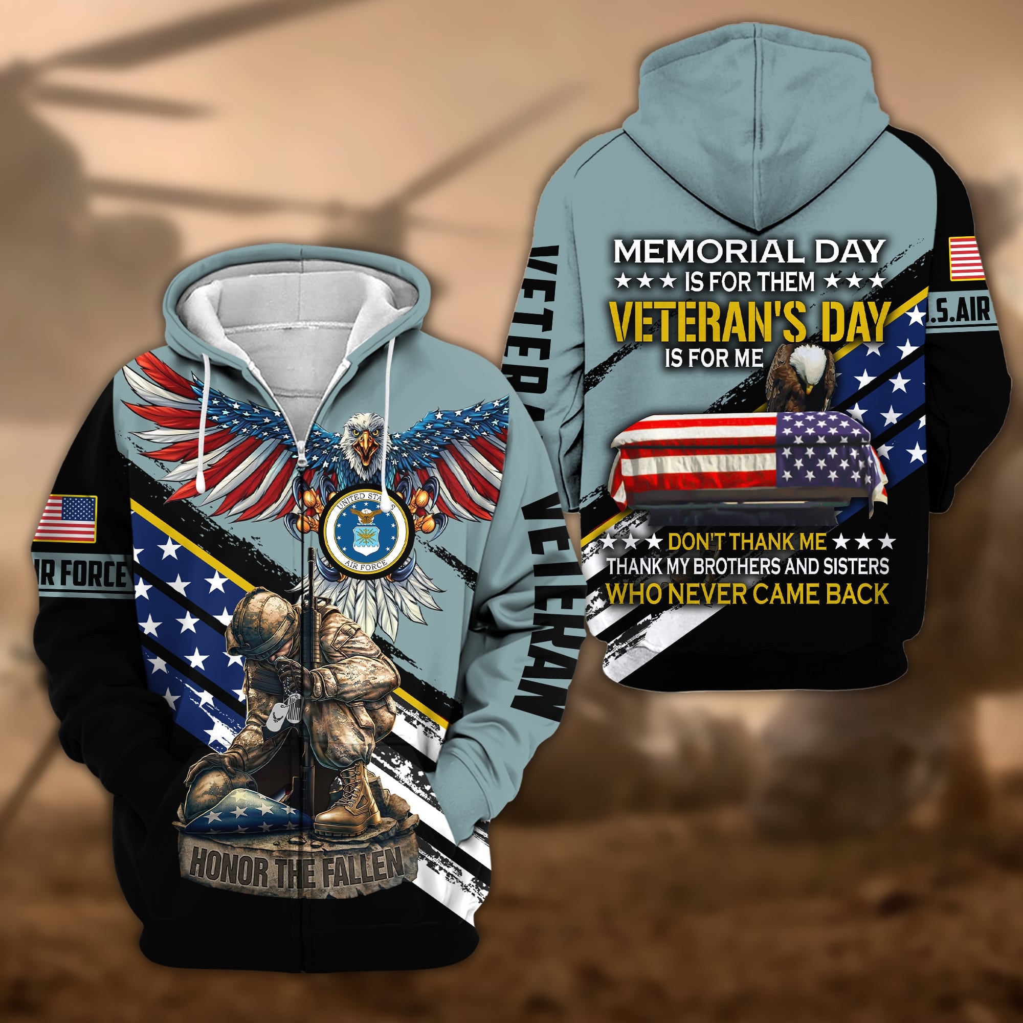 Premium Memorial Day Is For Them Veteran's Day Is For Me US Veteran Zip Hoodie