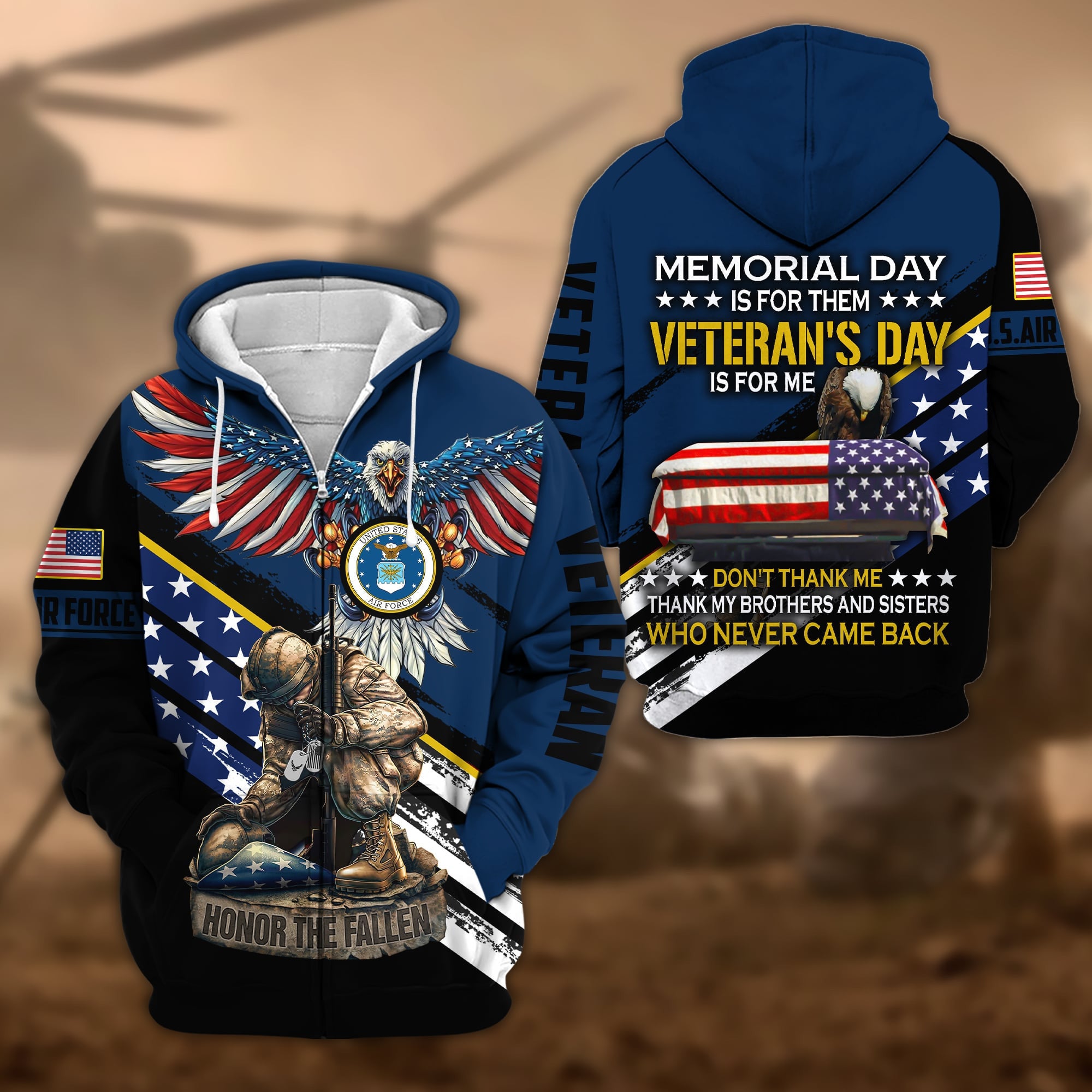 Premium Memorial Day Is For Them Veteran's Day Is For Me US Veteran Zip Hoodie