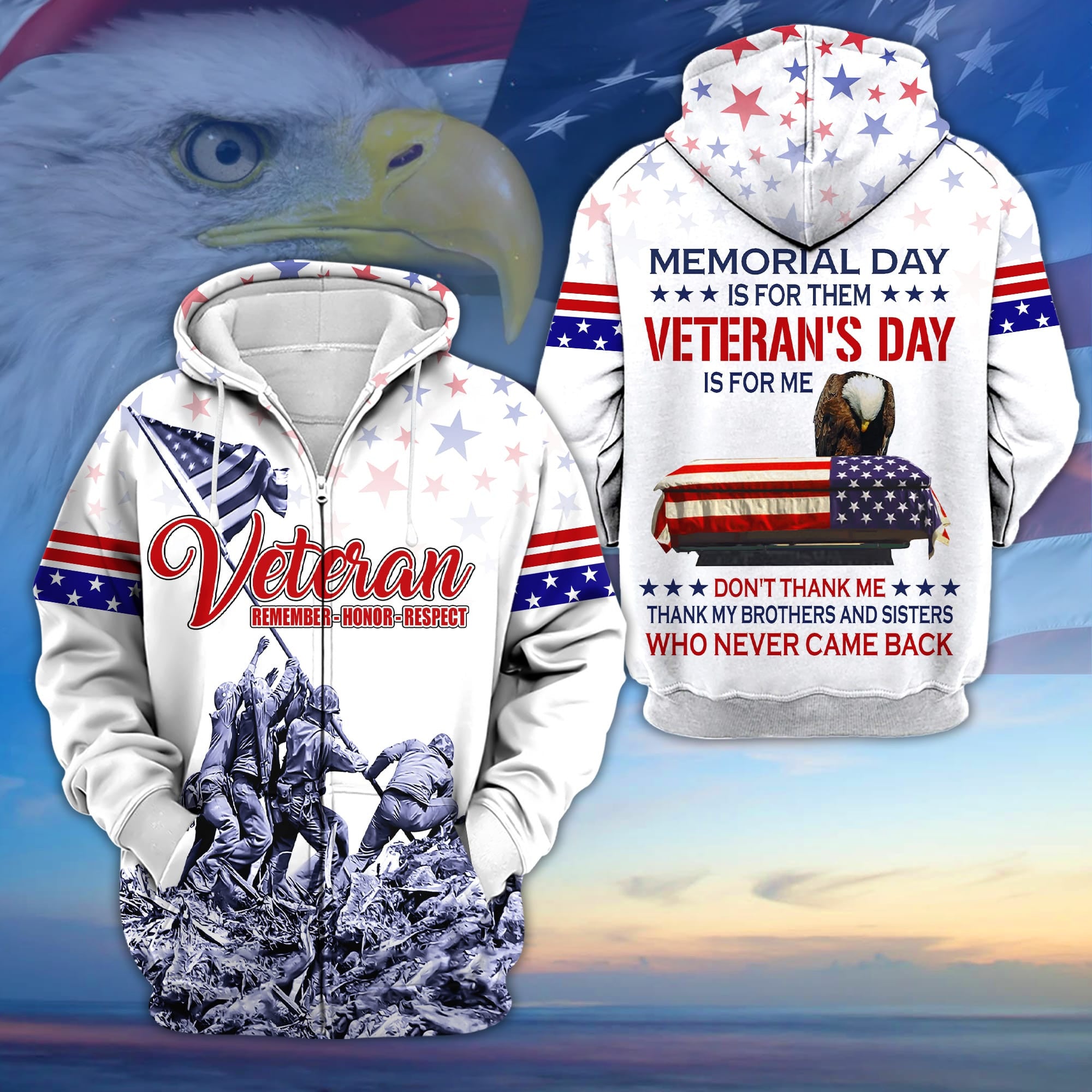 Premium Memorial Day Is For Them Veteran's Day Is For Me US Veteran Zip Hoodie