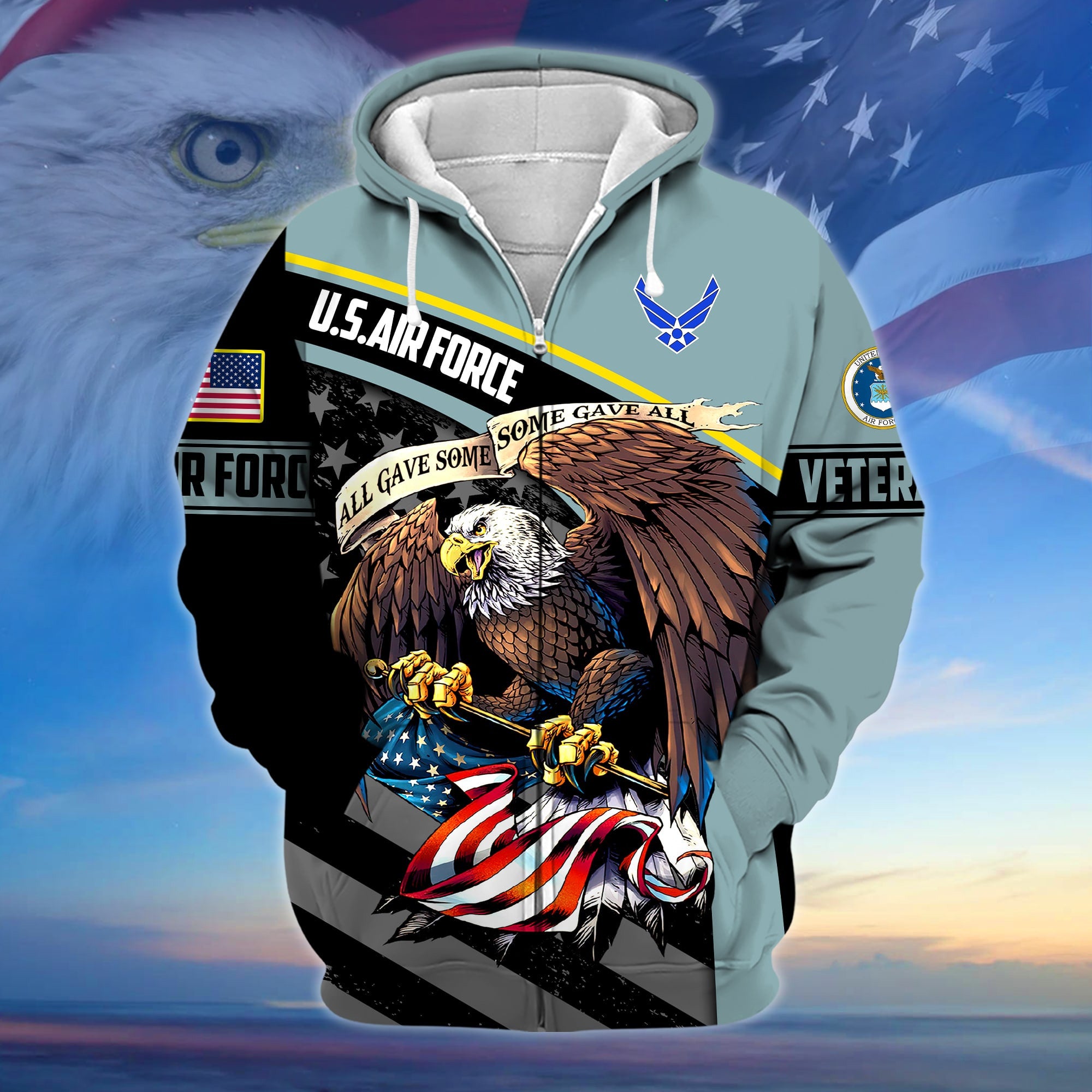Premium All Gave Some Some Gave All US Veteran Zip Hoodie