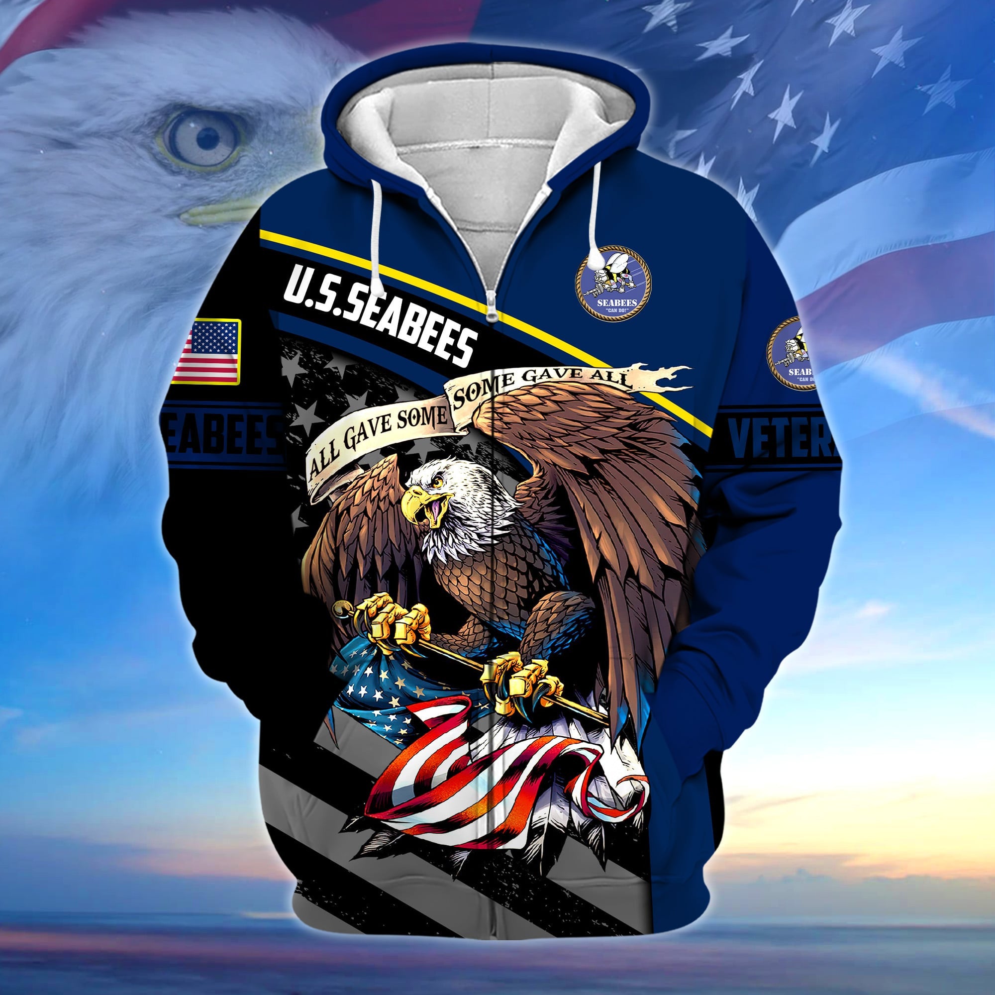 Premium All Gave Some Some Gave All US Veteran Zip Hoodie