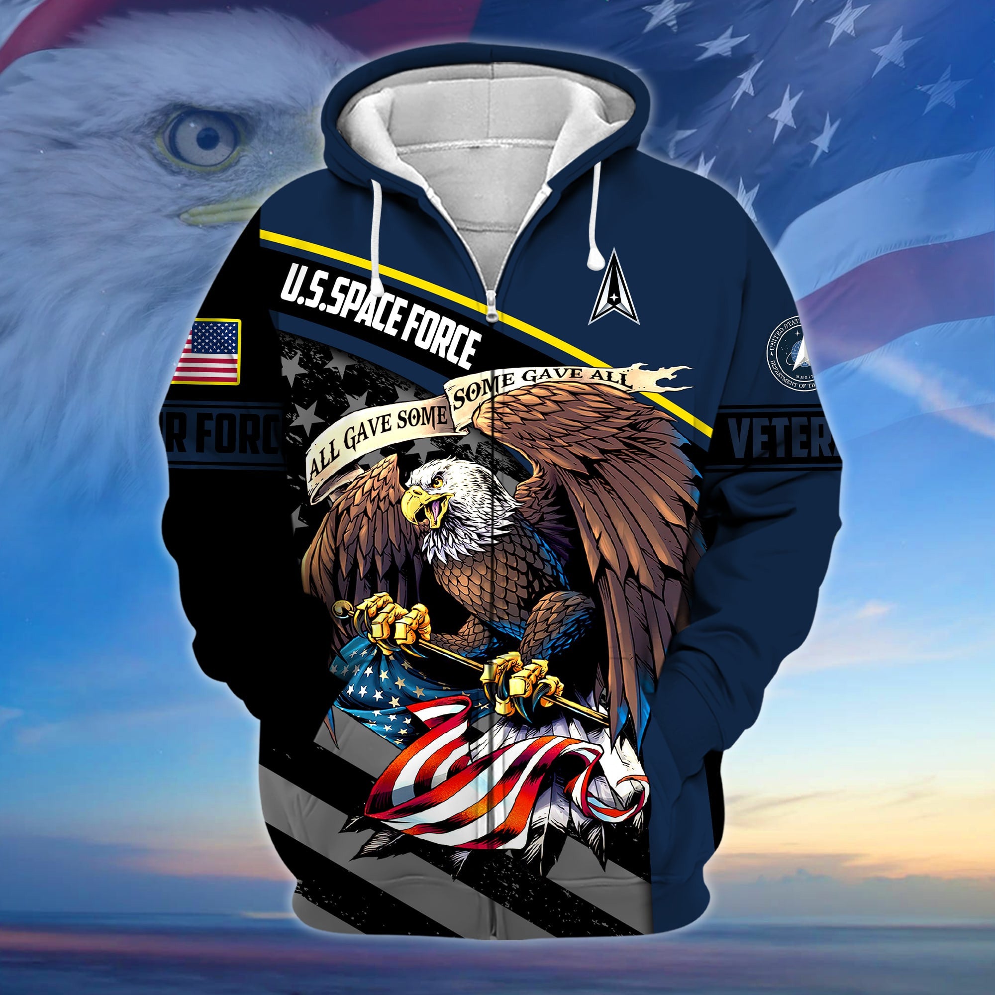 Premium All Gave Some Some Gave All US Veteran Zip Hoodie