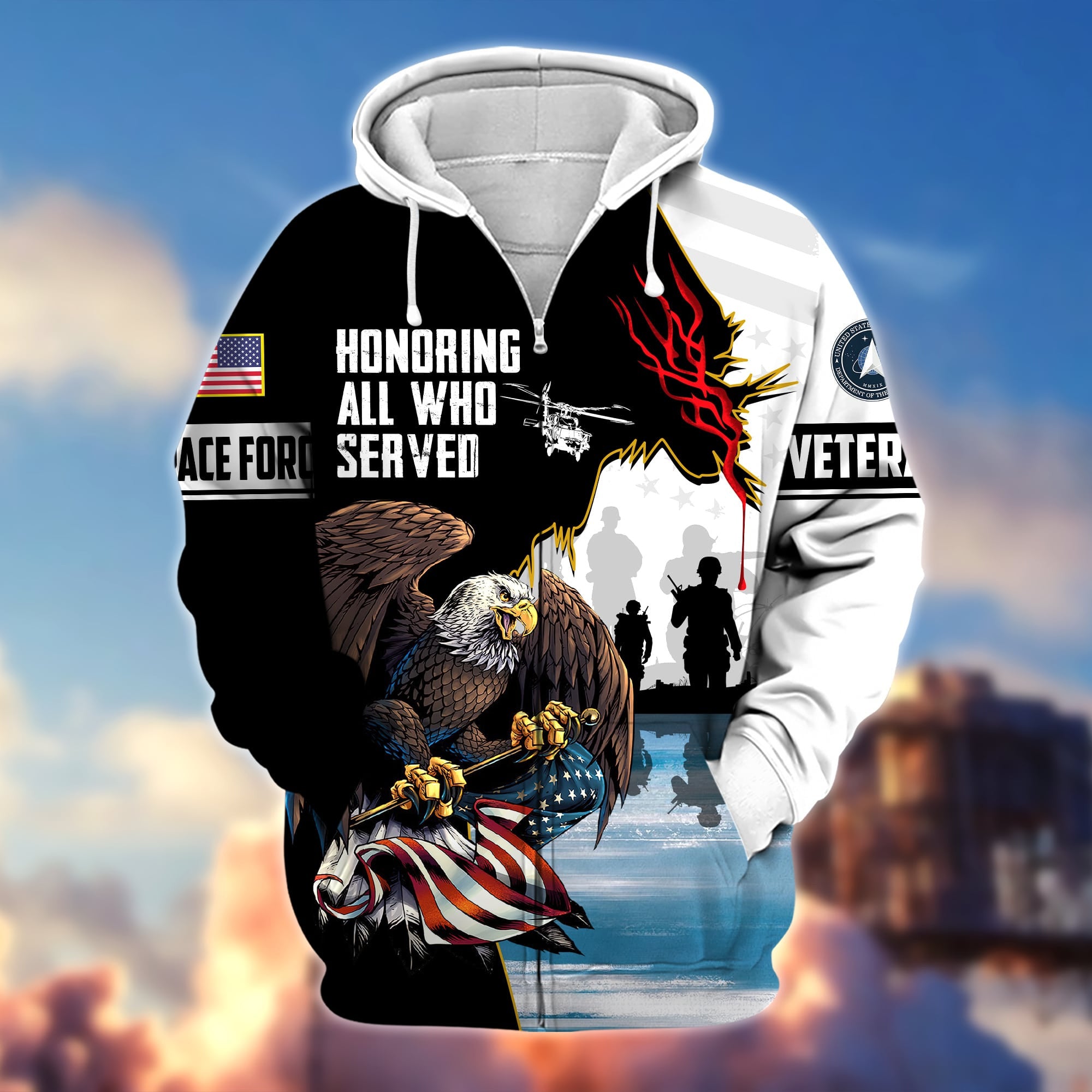 Premium Honoring All Who Served US Veteran Zip Hoodie