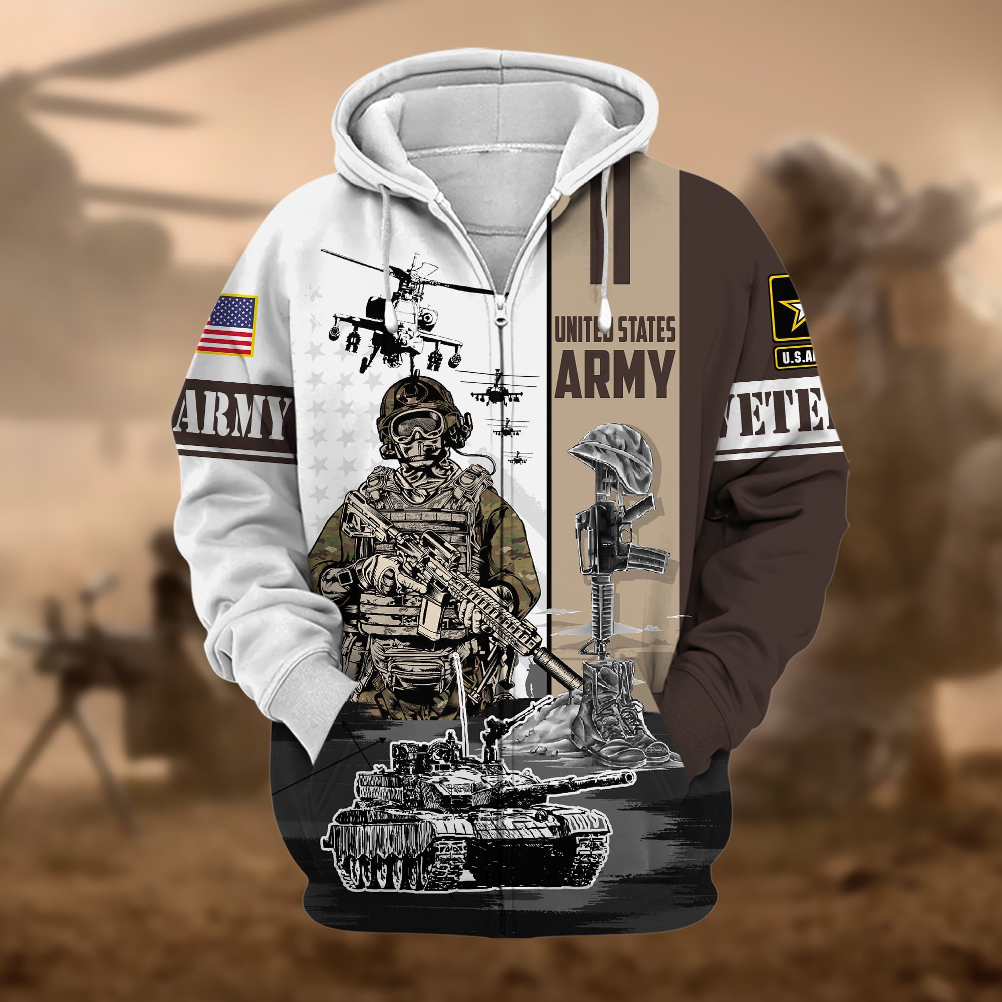 Premium Honoring All Who Served US Veteran Zip Hoodie