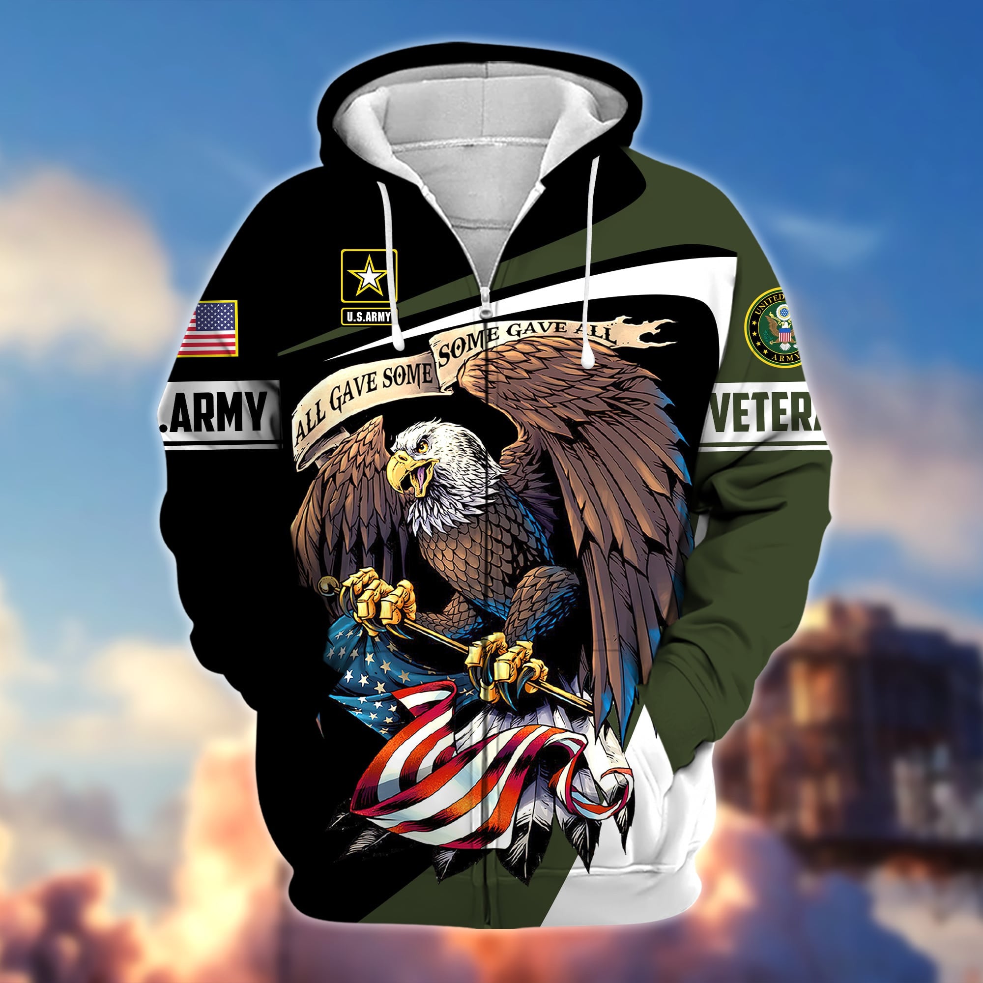 Premium Eagle US Veteran Zip Hoodie