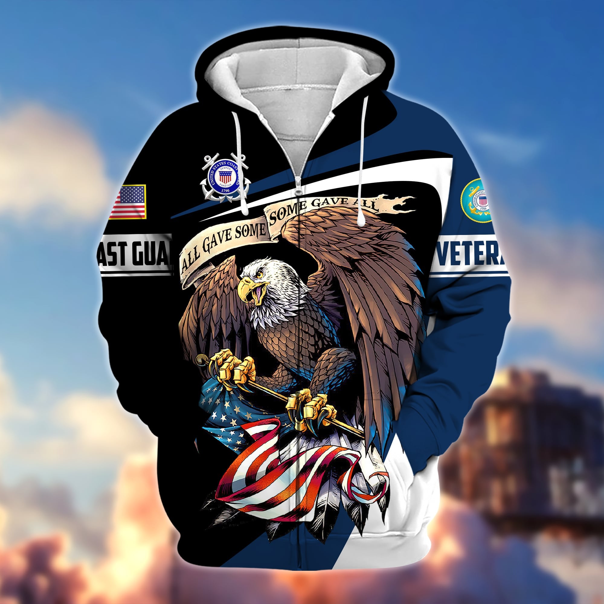 Premium Eagle US Veteran Zip Hoodie
