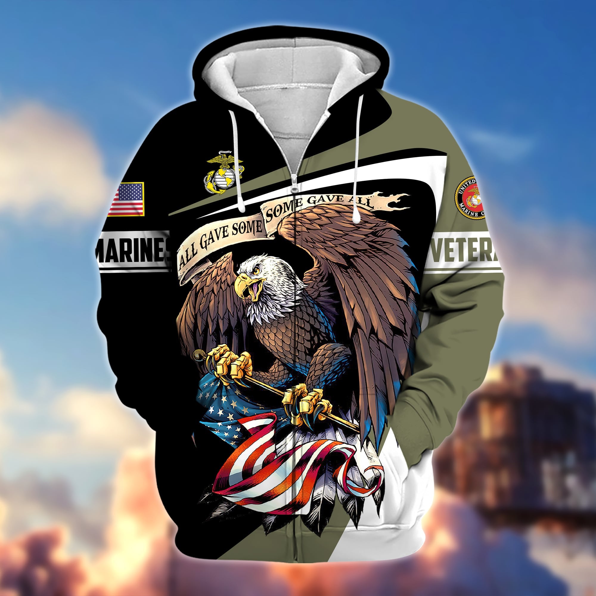 Premium Eagle US Veteran Zip Hoodie
