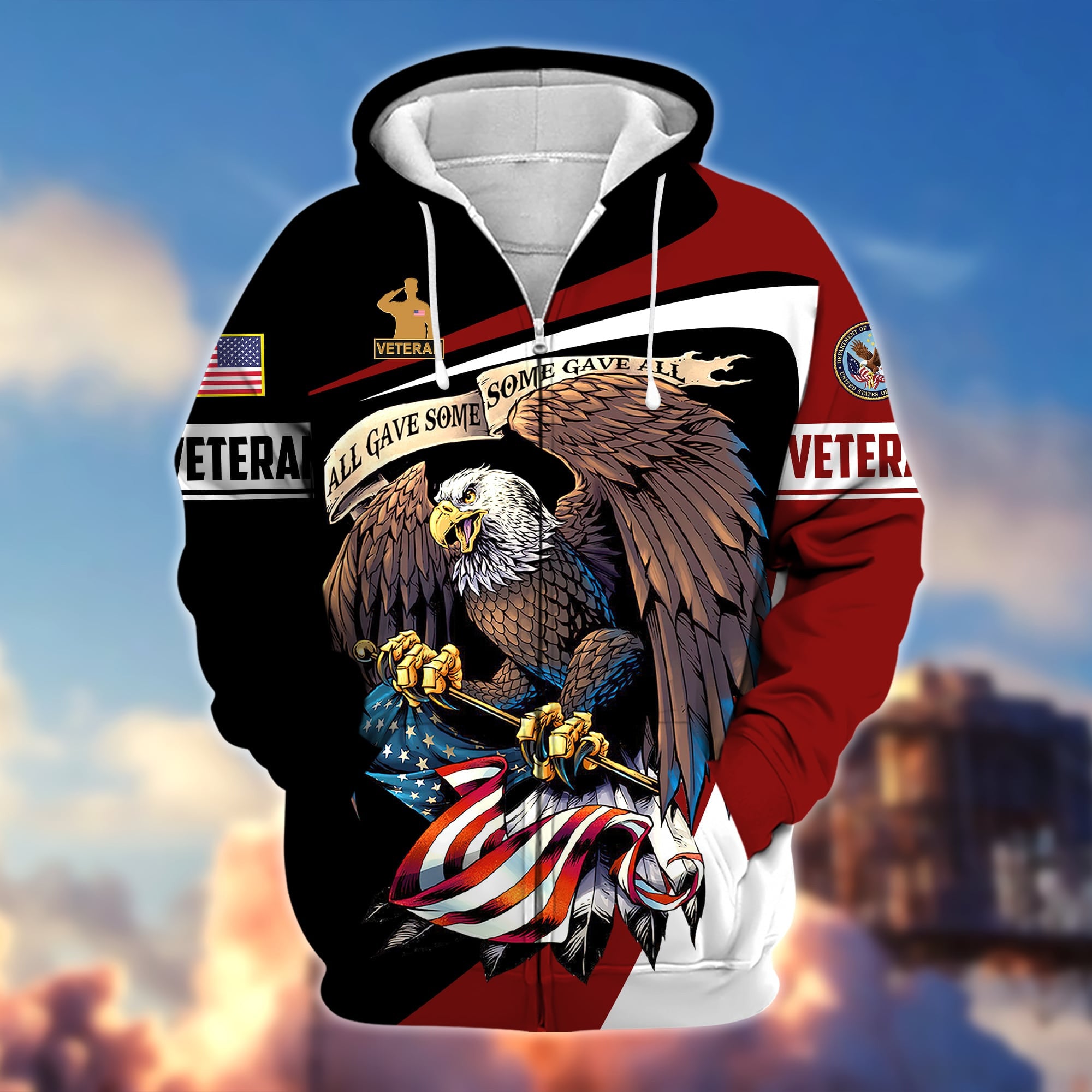 Premium Eagle US Veteran Zip Hoodie