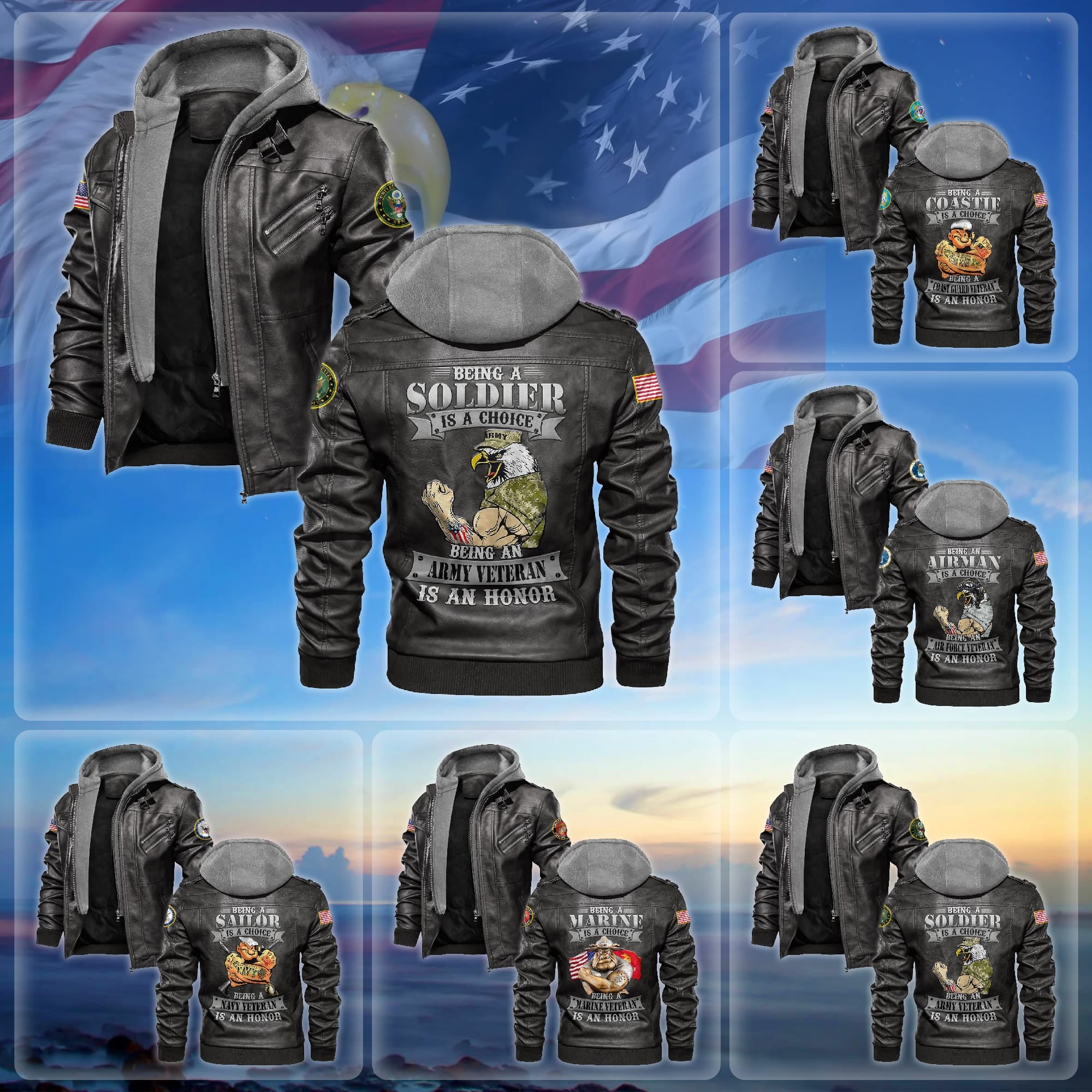 Premium Proudly Served US Veteran Leather Jacket