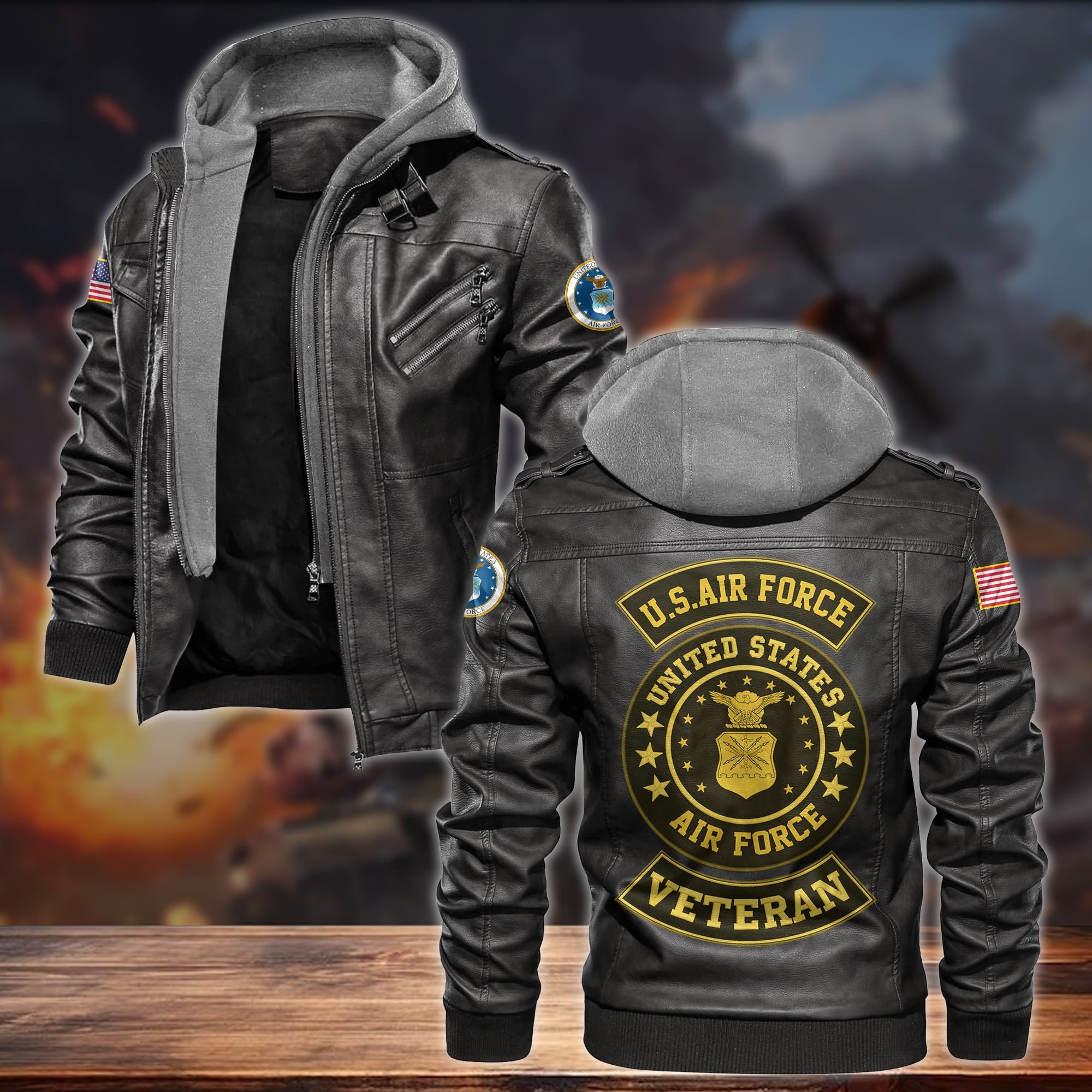 Premium Honoring All Who Served US Veteran Leather Jacket