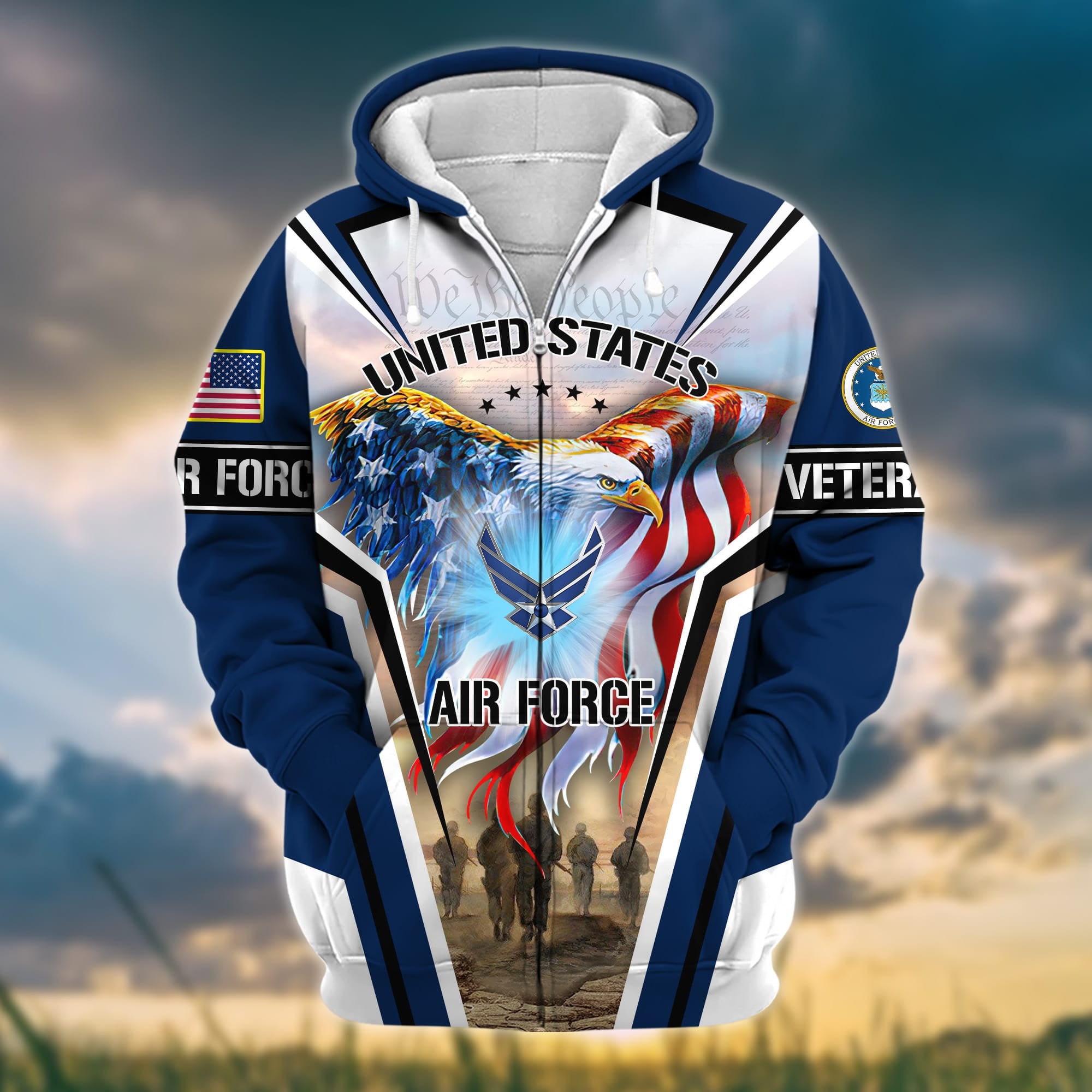 Premium Honoring All Who Served US Veteran Zip Hoodie