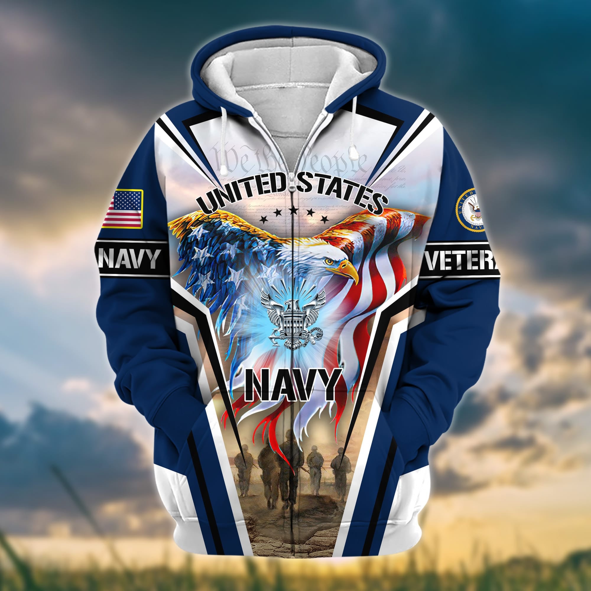Premium Honoring All Who Served US Veteran Zip Hoodie