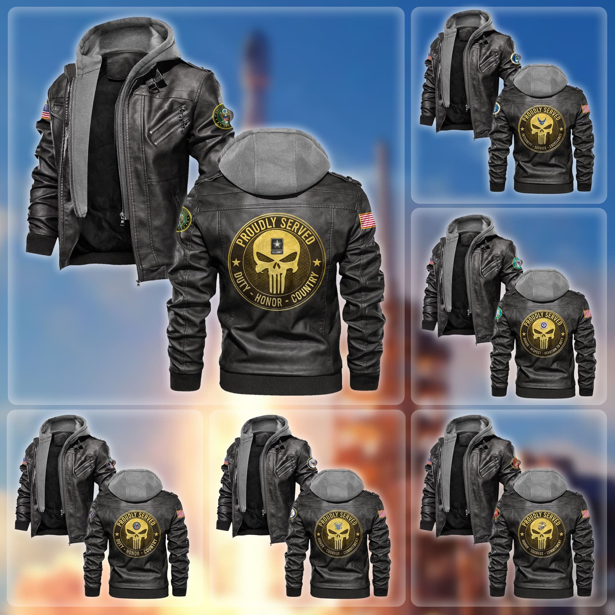 Premium Honoring All Who Served US Veteran Leather Jacket