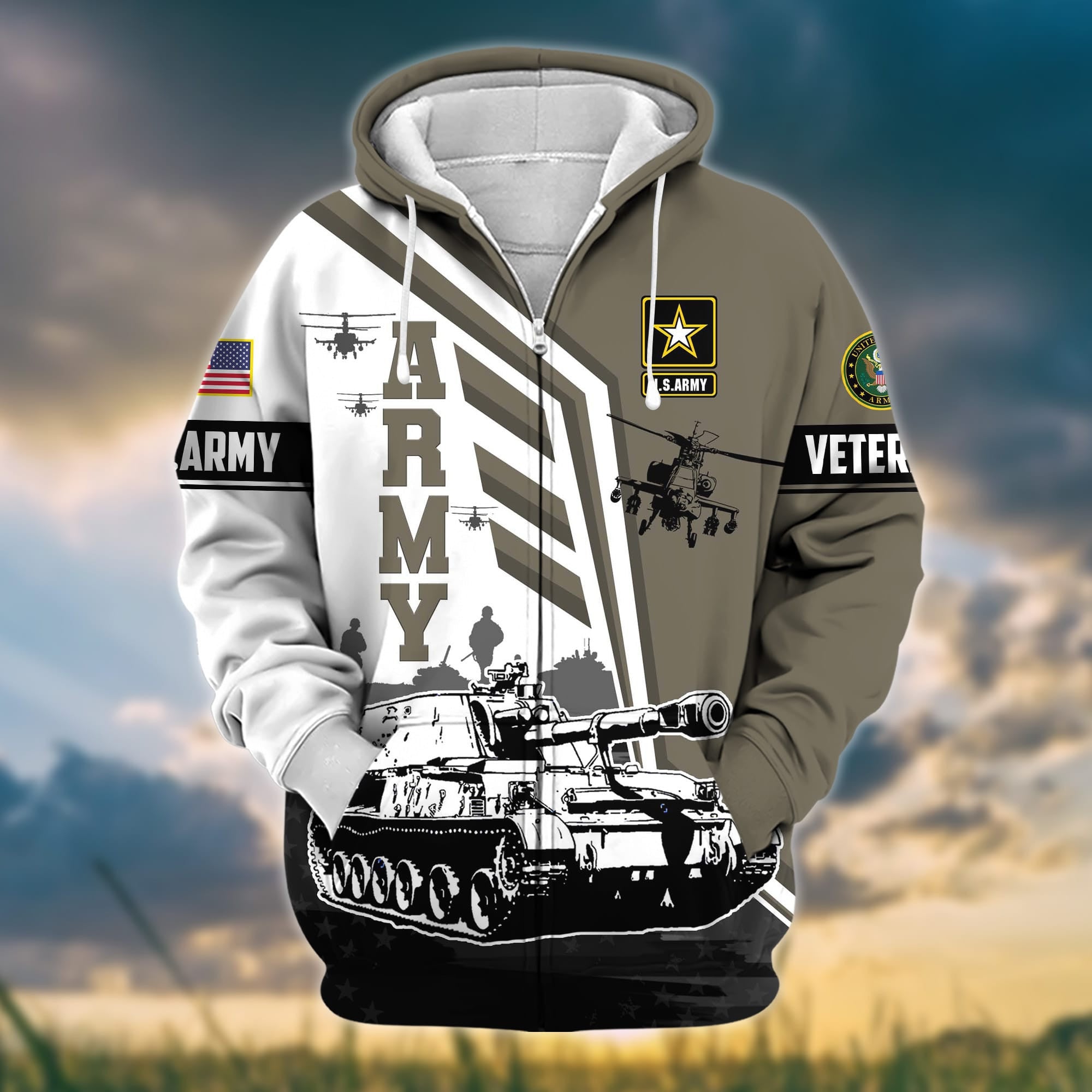Premium Honoring All Who Served US Veteran Zip Hoodie