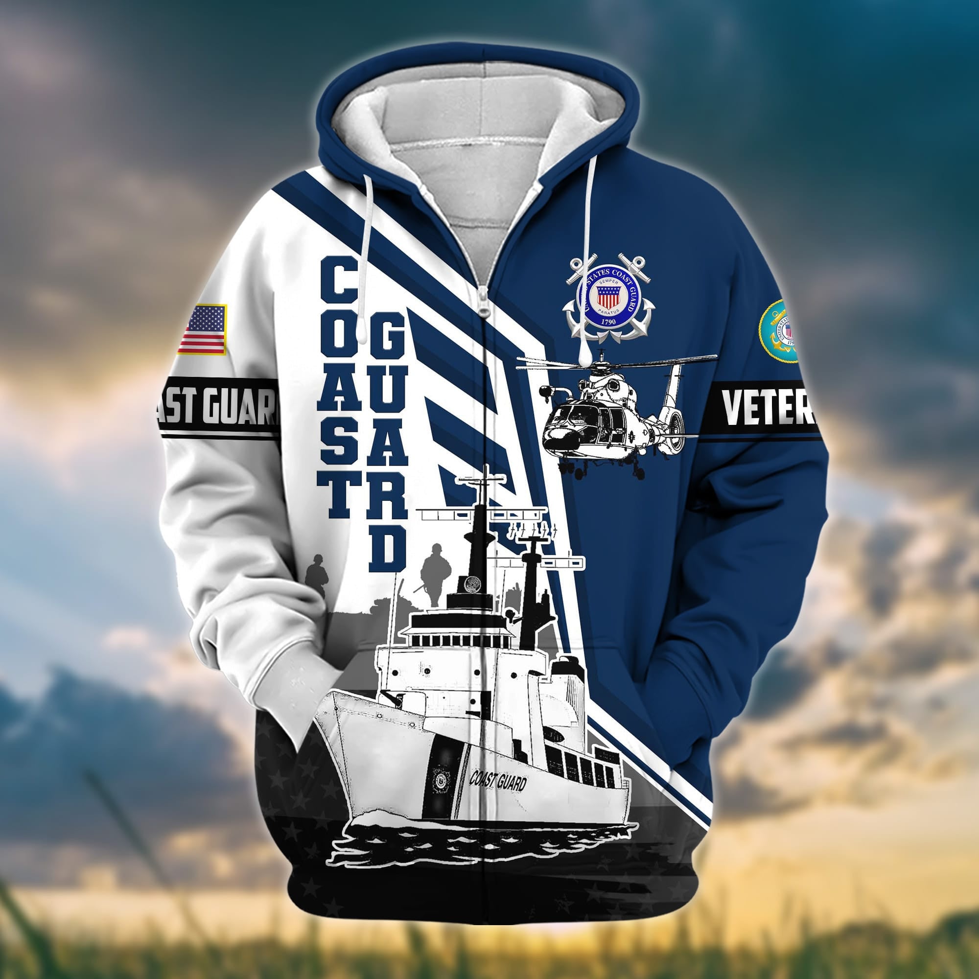 Premium Honoring All Who Served US Veteran Zip Hoodie