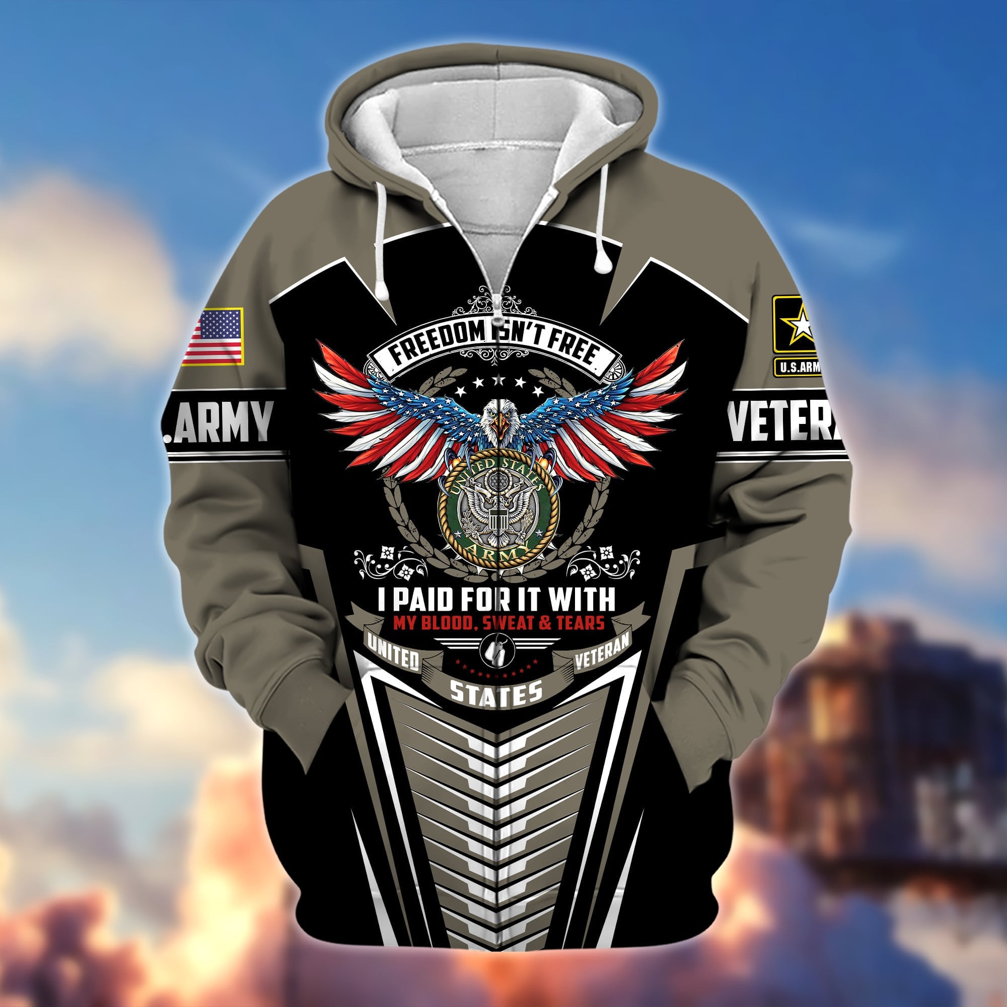Premium Freedom Is Not Free US Veteran Zip Hoodie
