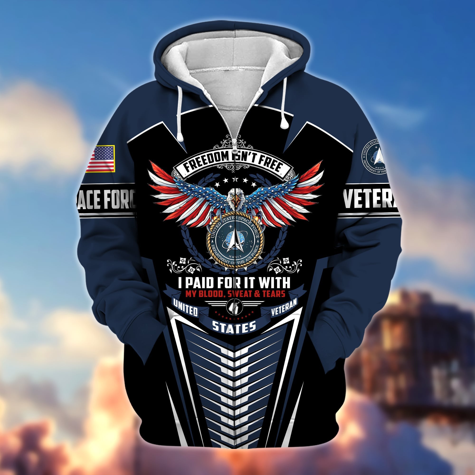 Premium Freedom Is Not Free US Veteran Zip Hoodie