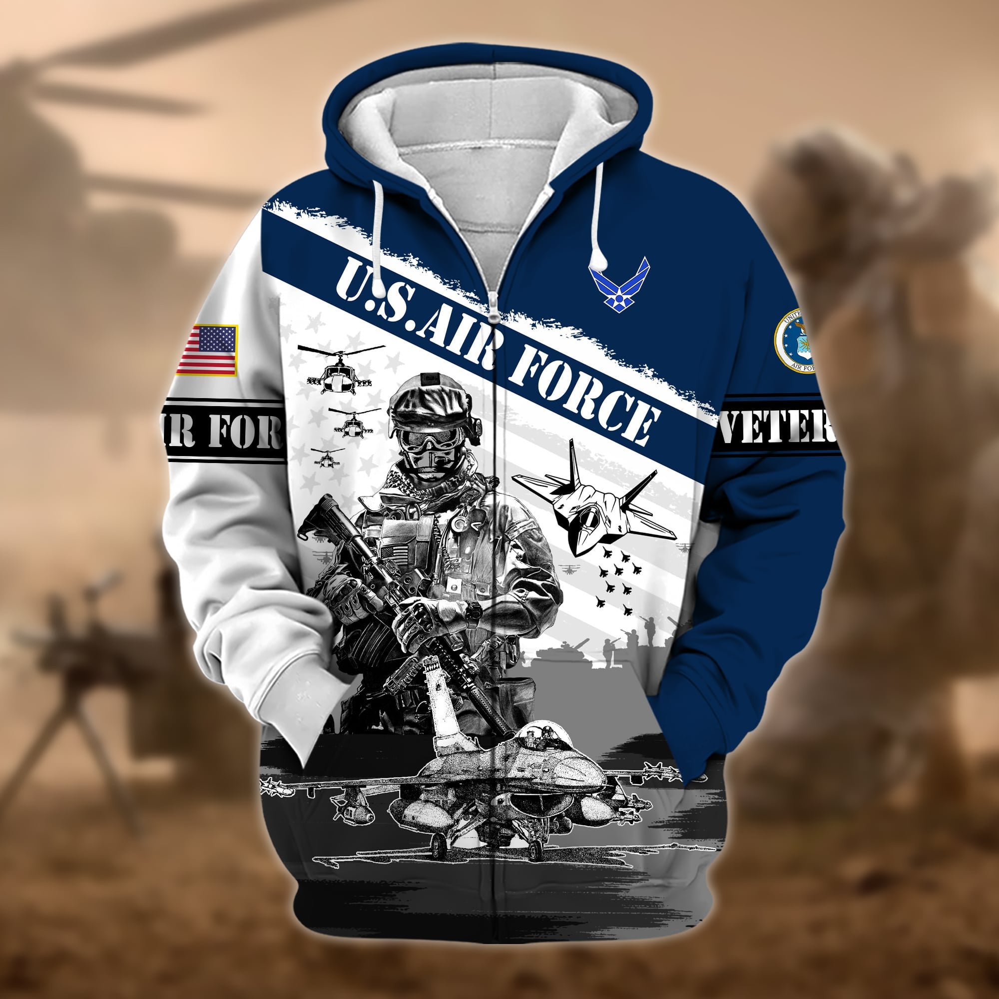 Premium Honoring All Who Served US Veteran Zip Hoodie