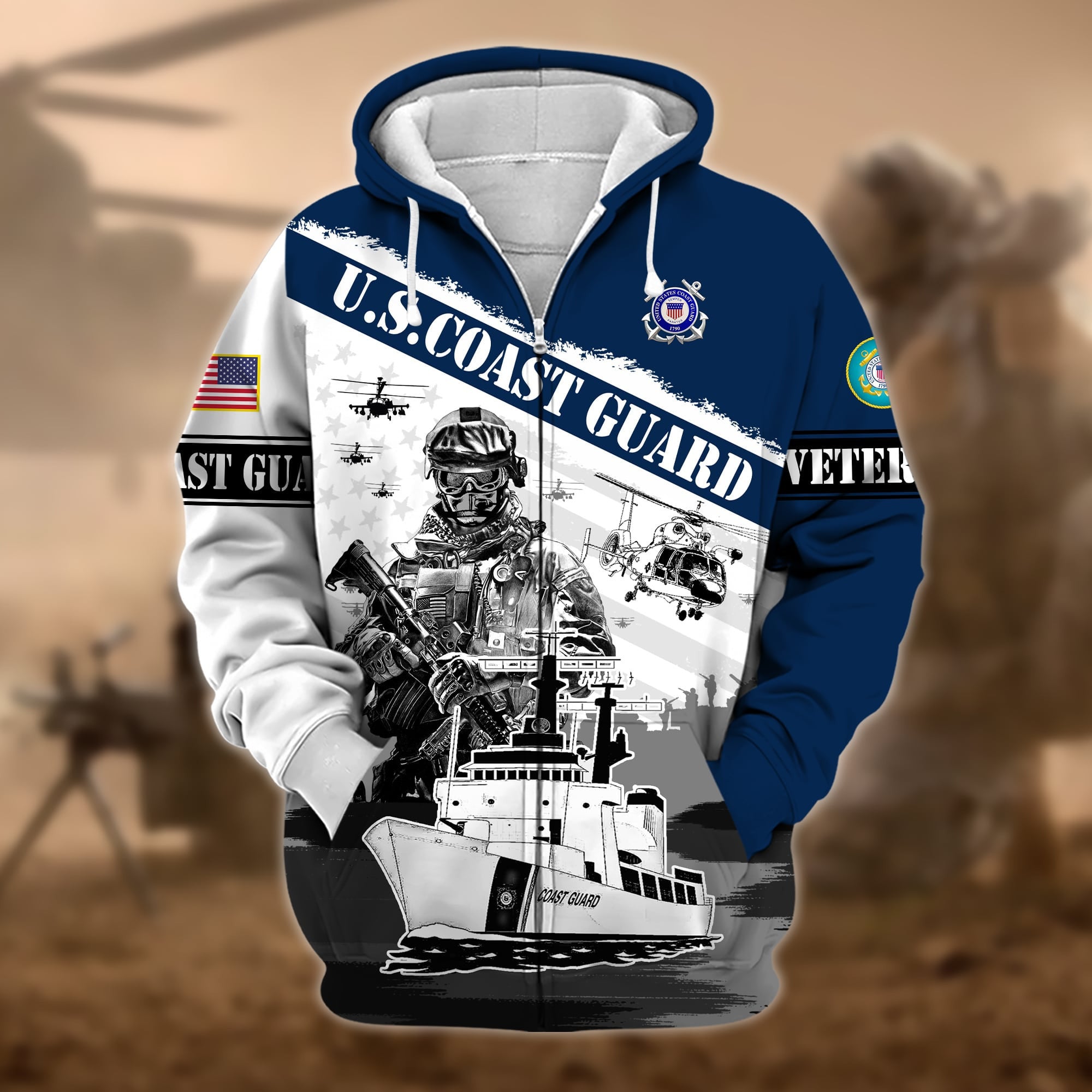 Premium Honoring All Who Served US Veteran Zip Hoodie