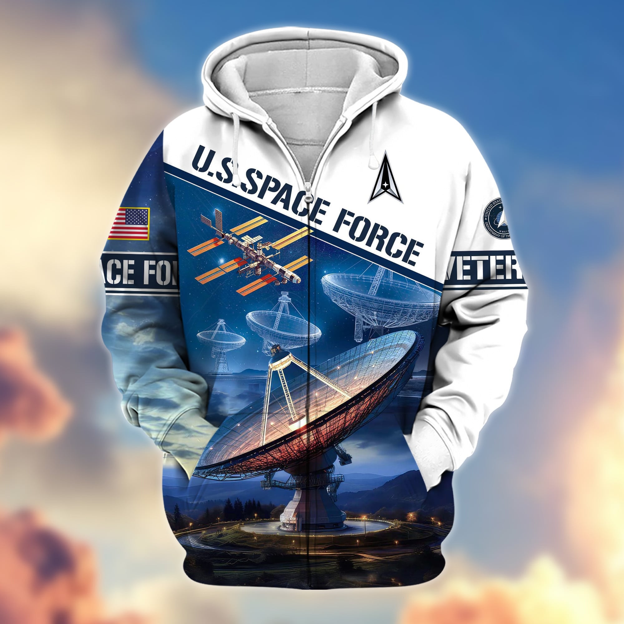 Premium Proudly Served US Veteran Zip Hoodie