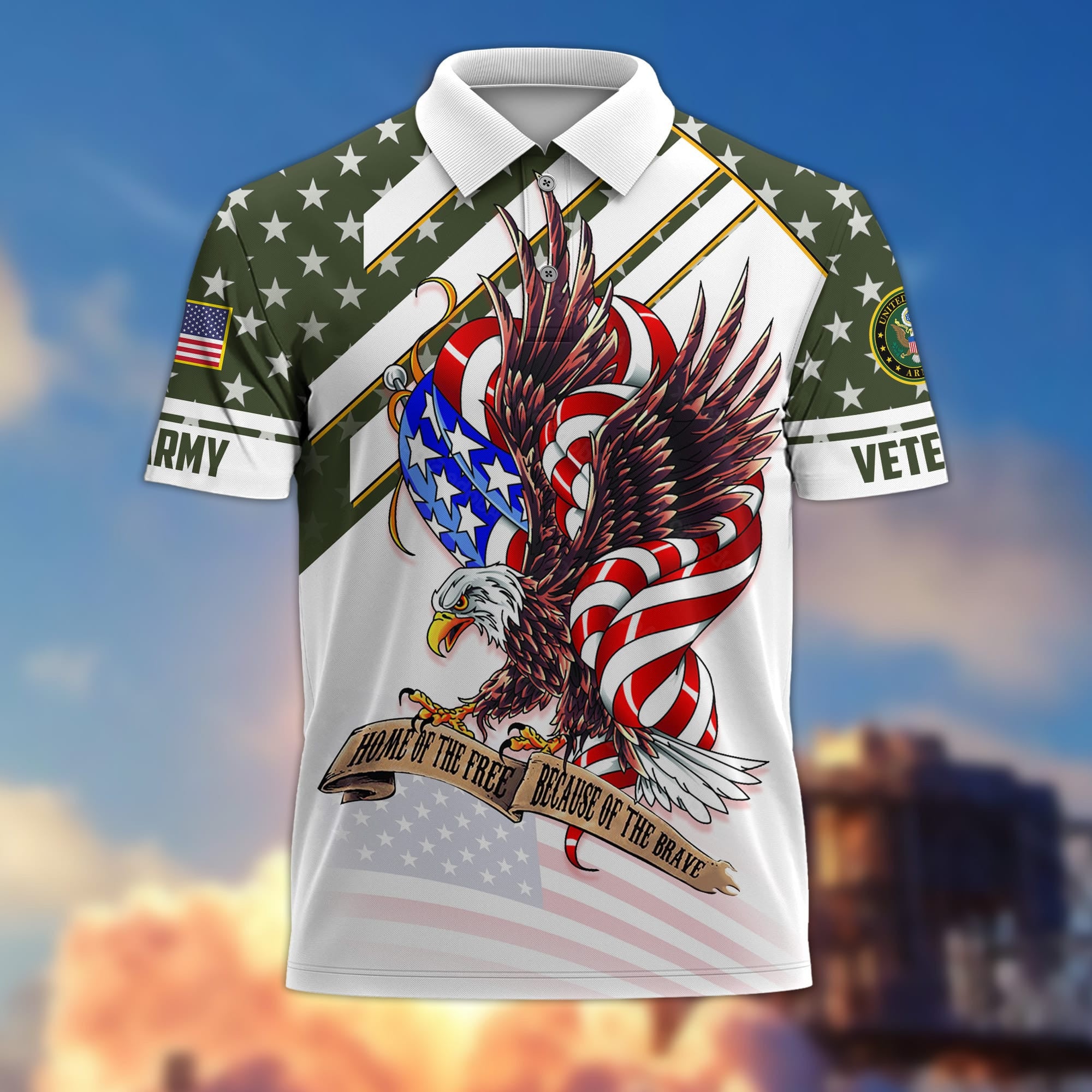Premium Home Of The Free Becase Of The Brave US Veterans Polo Shirt