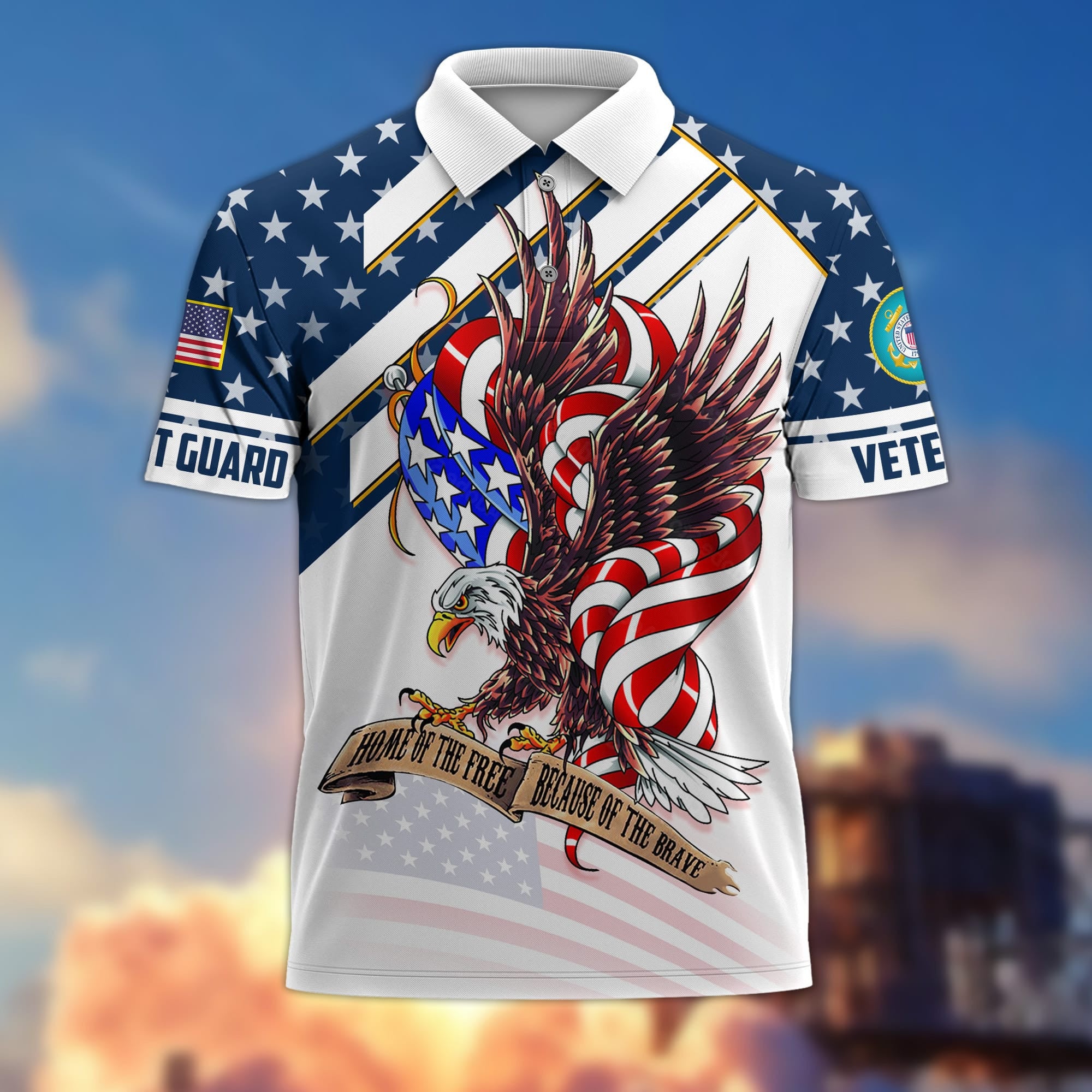 Premium Home Of The Free Becase Of The Brave US Veterans Polo Shirt
