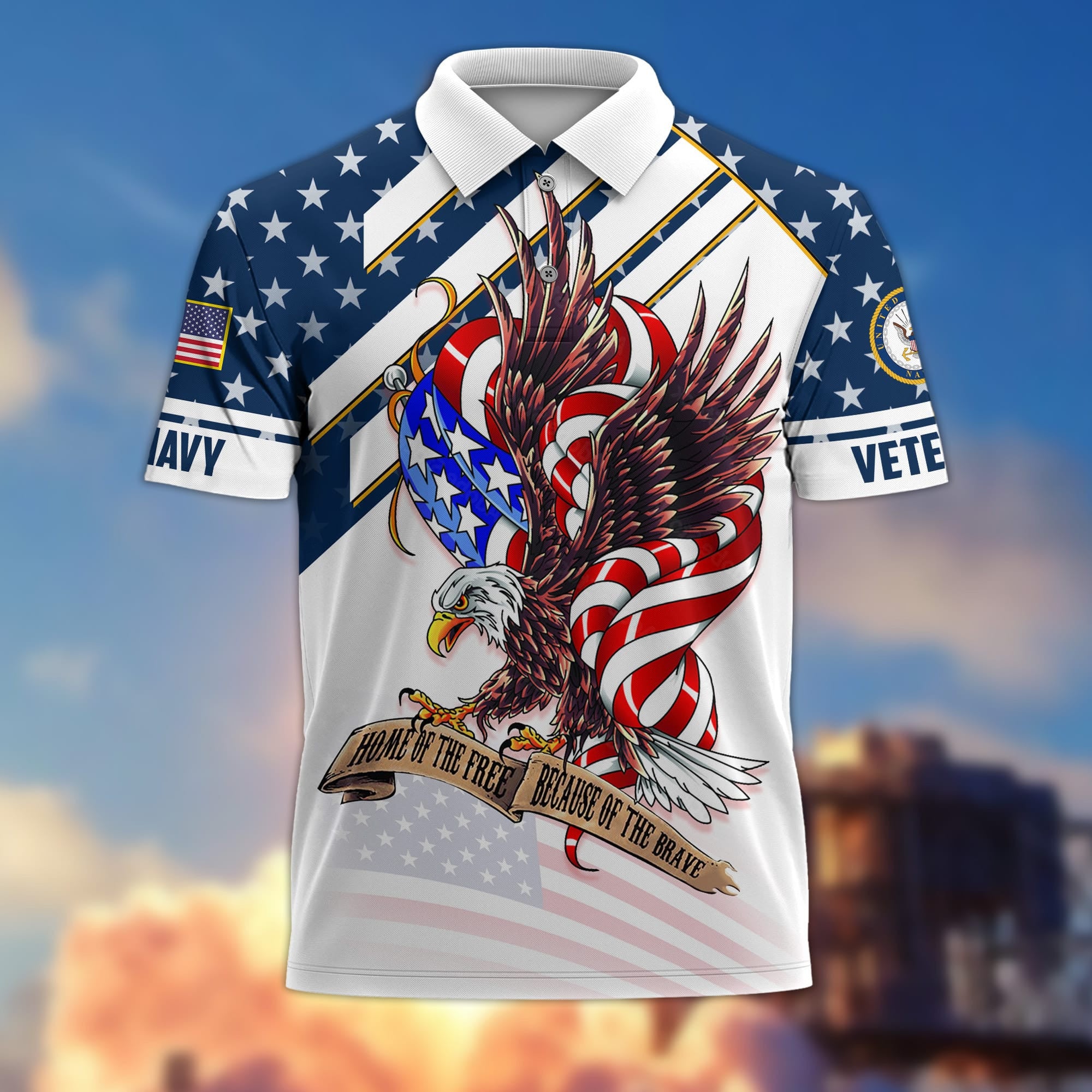 Premium Home Of The Free Becase Of The Brave US Veterans Polo Shirt