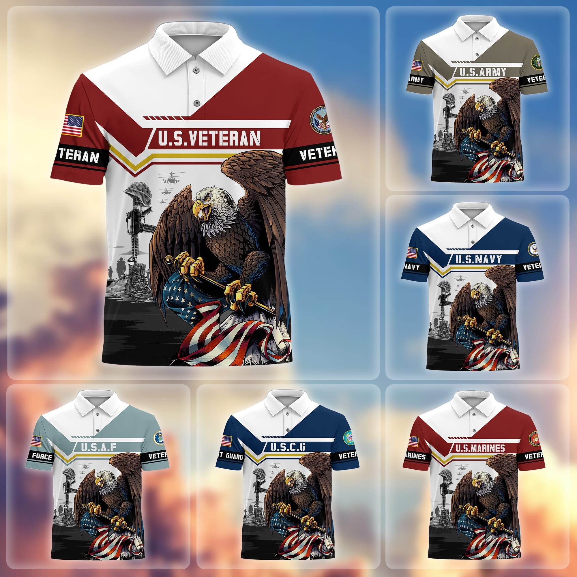 Premium Honoring All Who Served US Veterans Polo Shirt