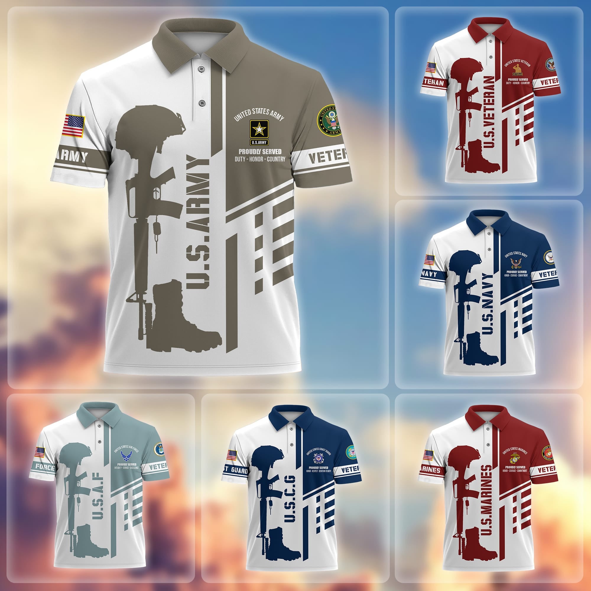 Premium Proudly Served US Veterans Polo Shirt