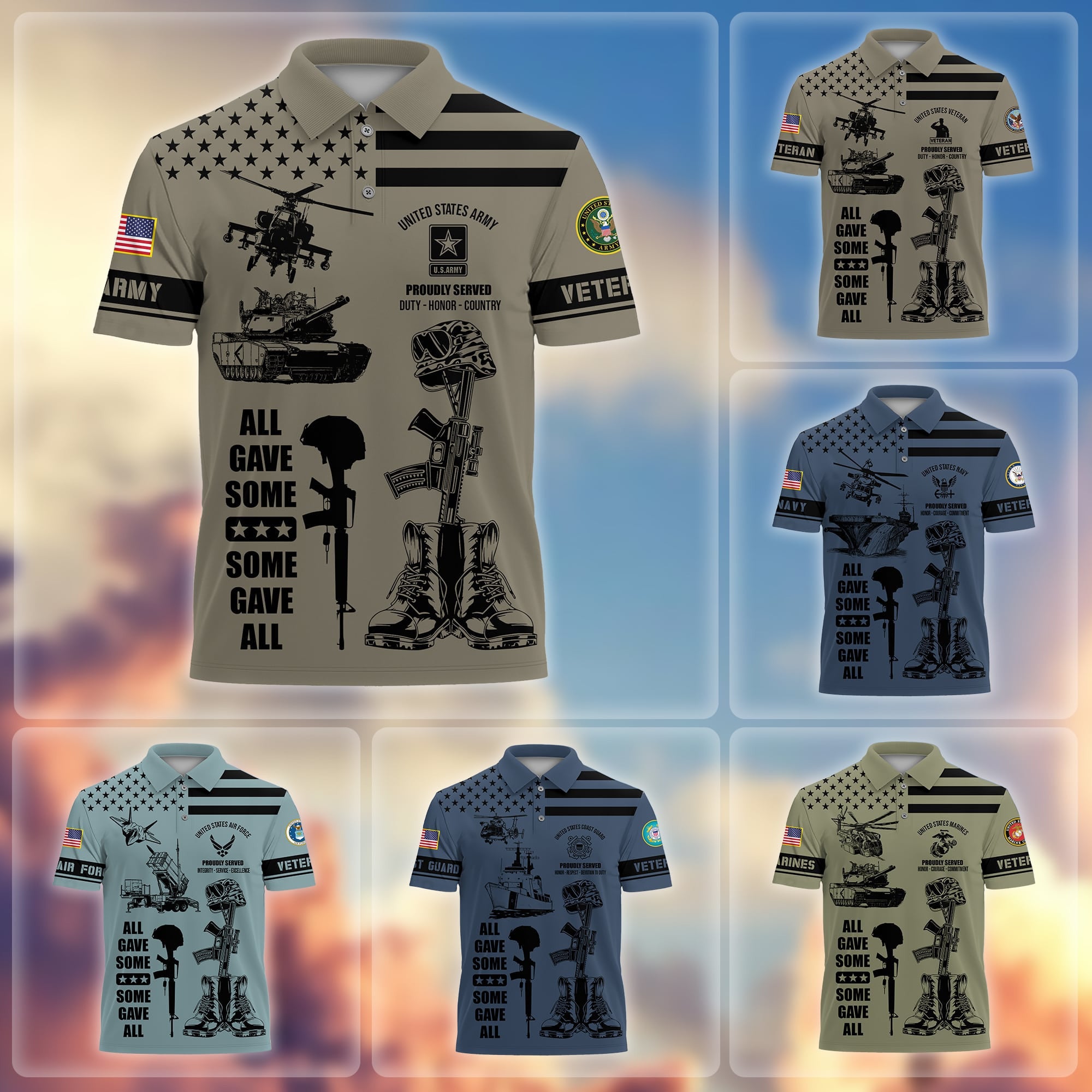 Premium All Gave Some Some Gave All US Veterans Polo Shirt
