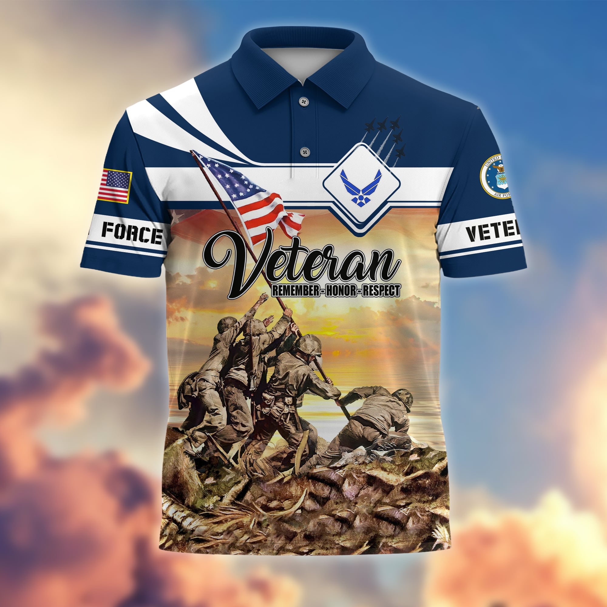 Premium US Veterans Remember - Honor - Respect Polo Shirt