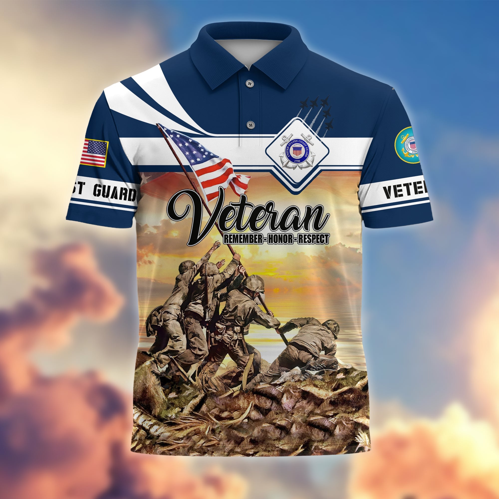 Premium US Veterans Remember - Honor - Respect Polo Shirt
