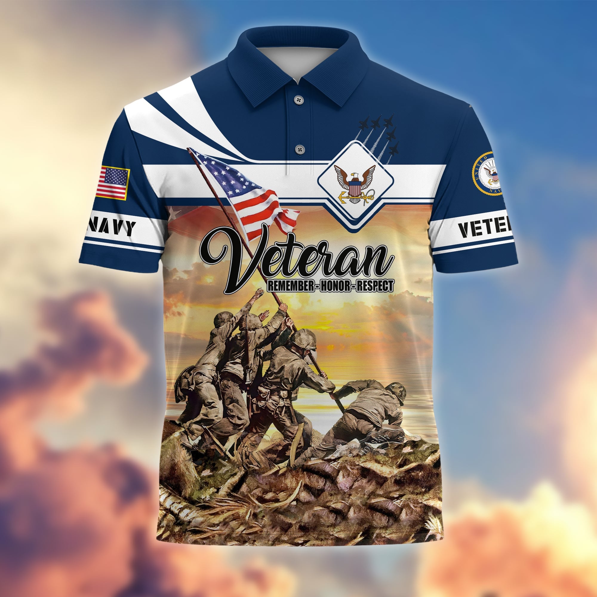 Premium US Veterans Remember - Honor - Respect Polo Shirt
