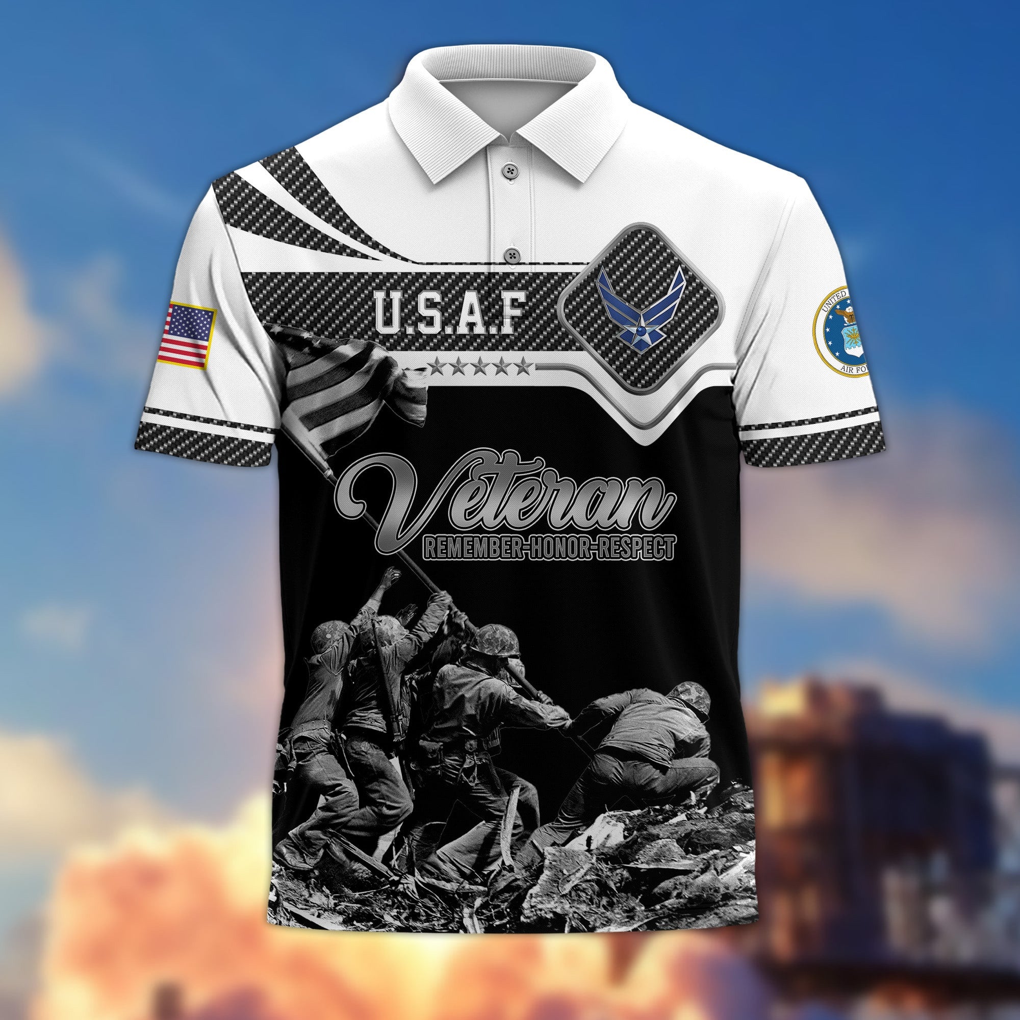 Premium US Veterans Remember - Honor - Respect Polo Shirt