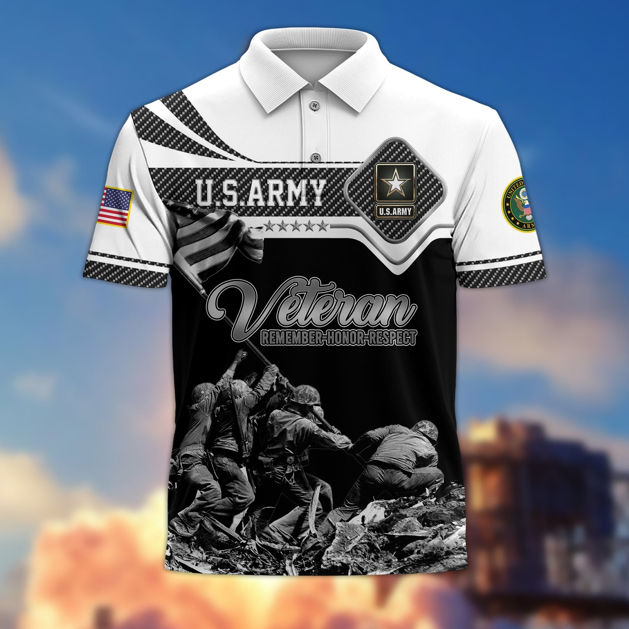 Premium US Veterans Remember - Honor - Respect Polo Shirt