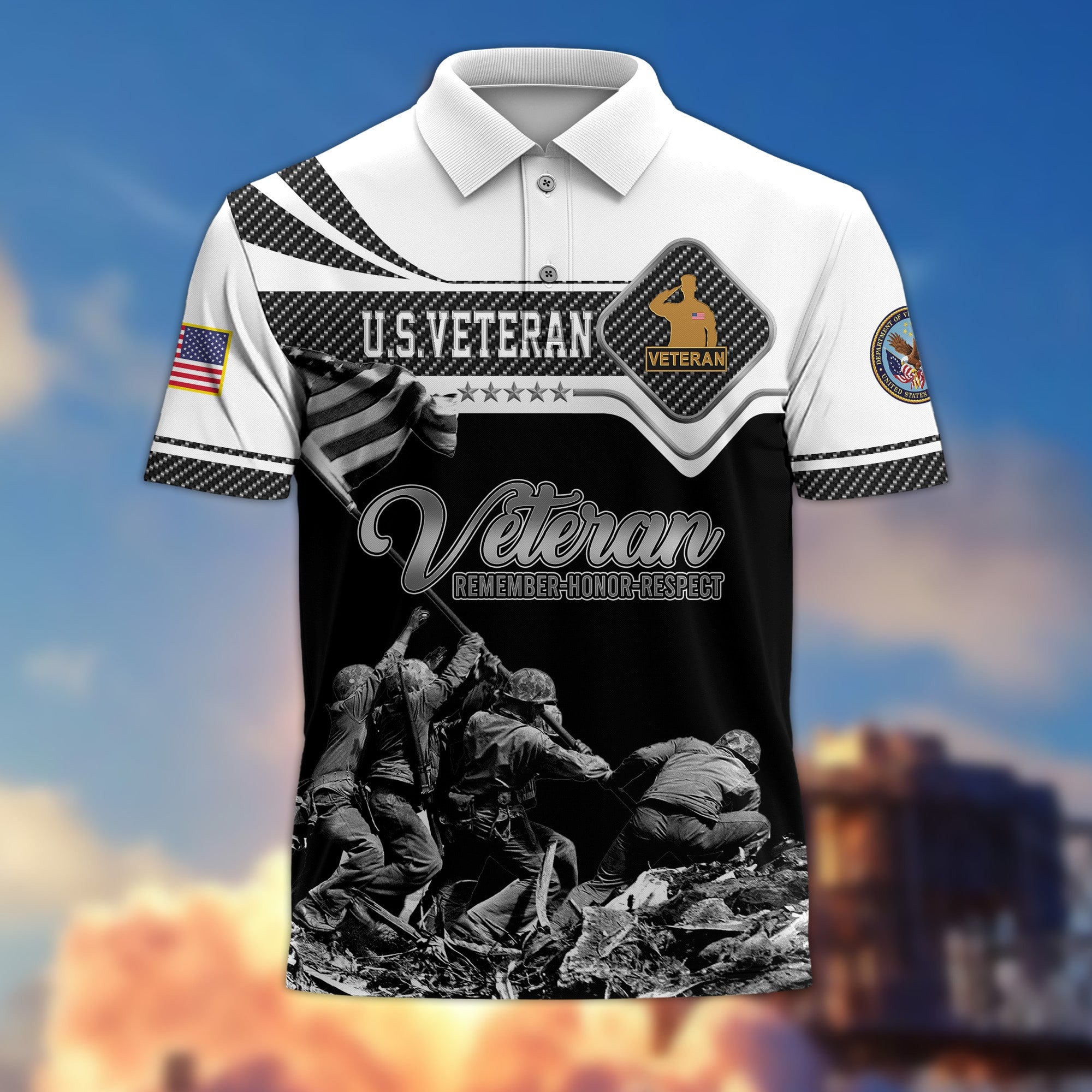 Premium US Veterans Remember - Honor - Respect Polo Shirt