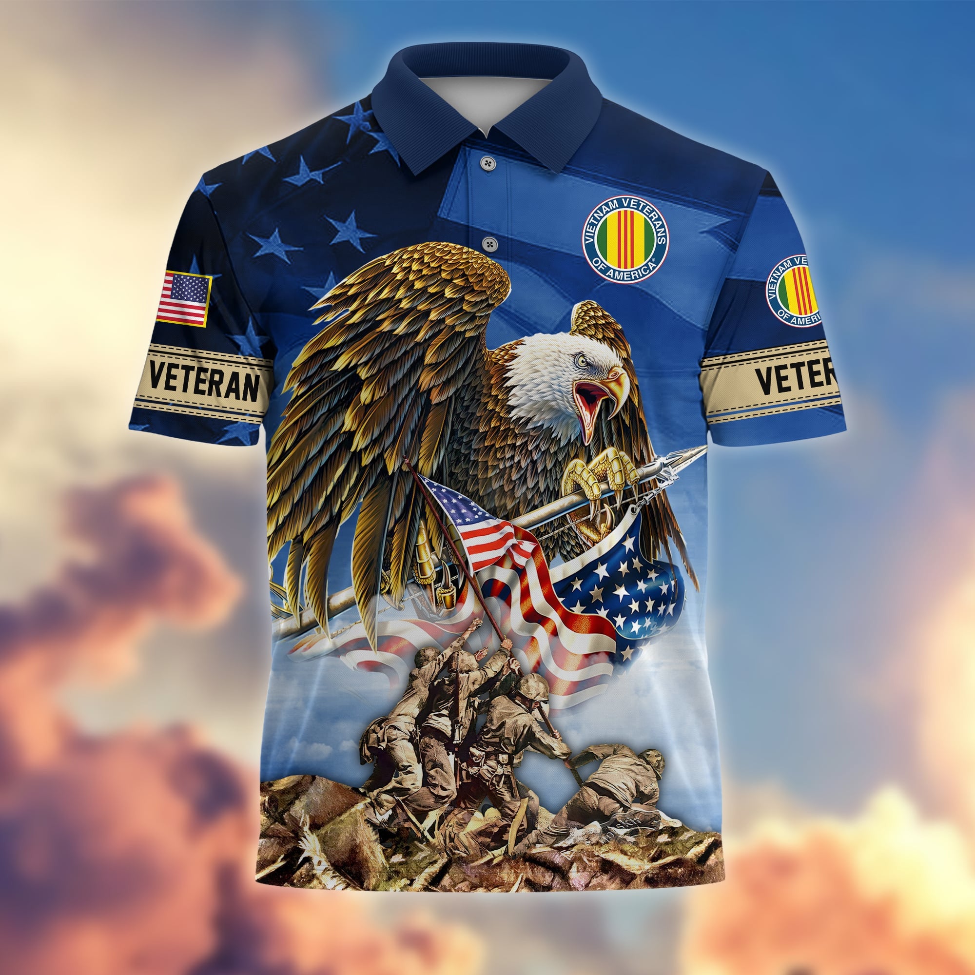 Premium American Pride US Veterans Polo Shirt