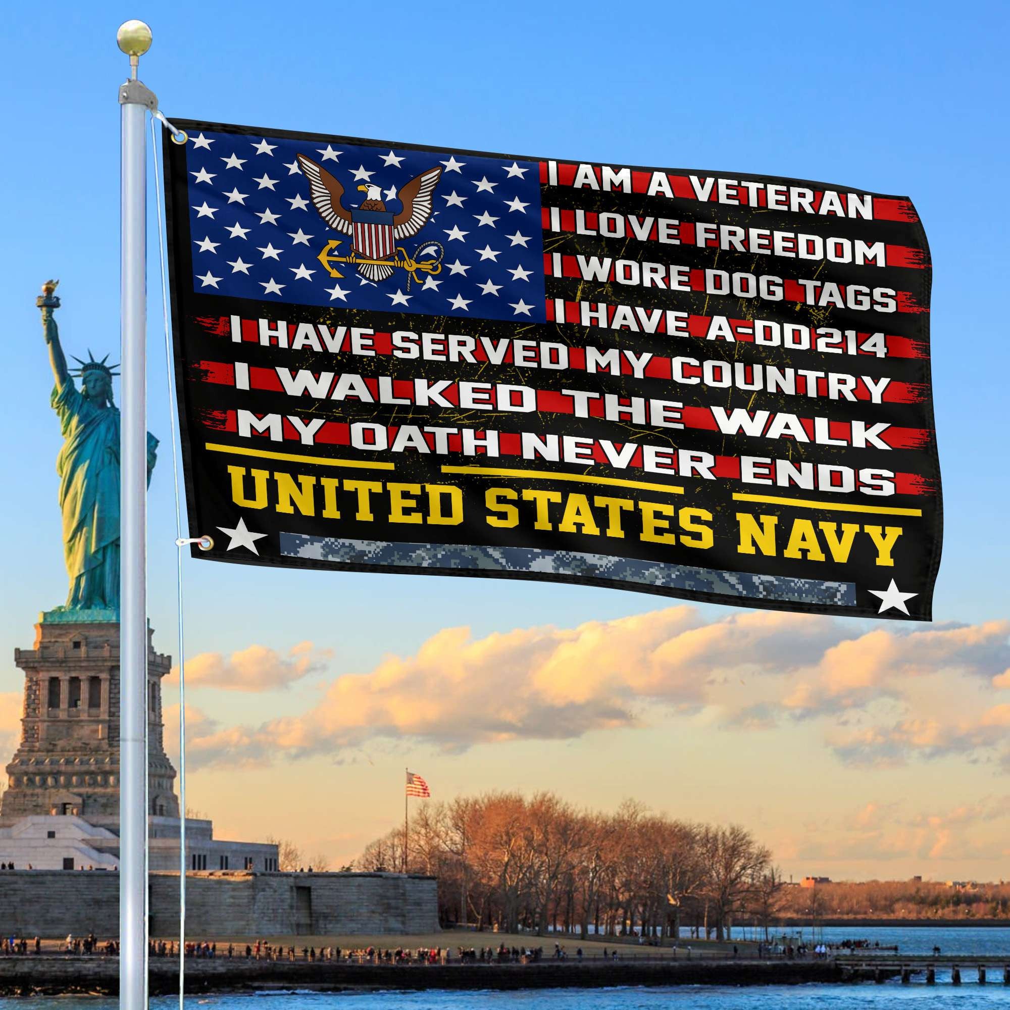 Premium US Navy Veteran Grommet Flag Gift For Veterans Day, Father's Day, Memorial Day