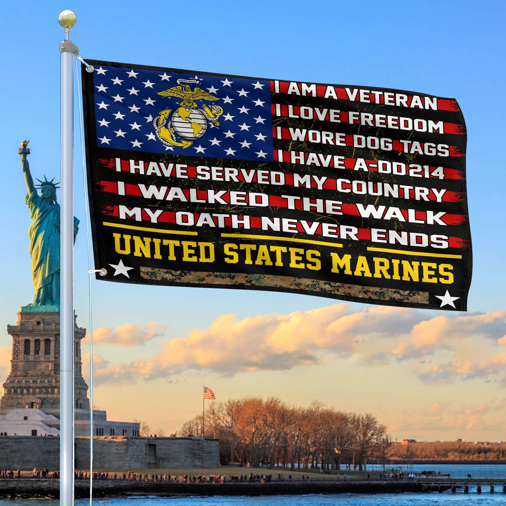 Premium US Marines Veteran Grommet Flag Gift For Veterans Day, Father's Day, Memorial Day