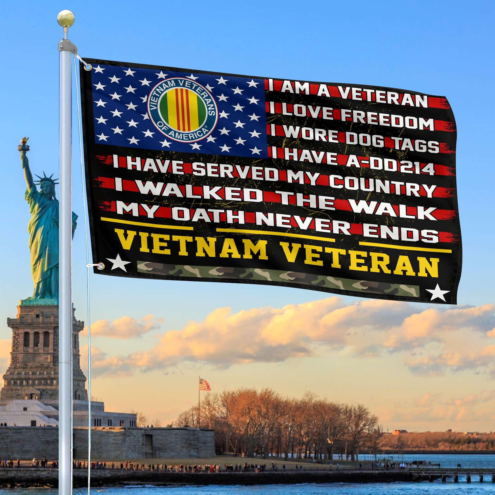 Premium Vietnam Veteran Grommet Flag Gift For Veterans Day, Father's Day, Memorial Day