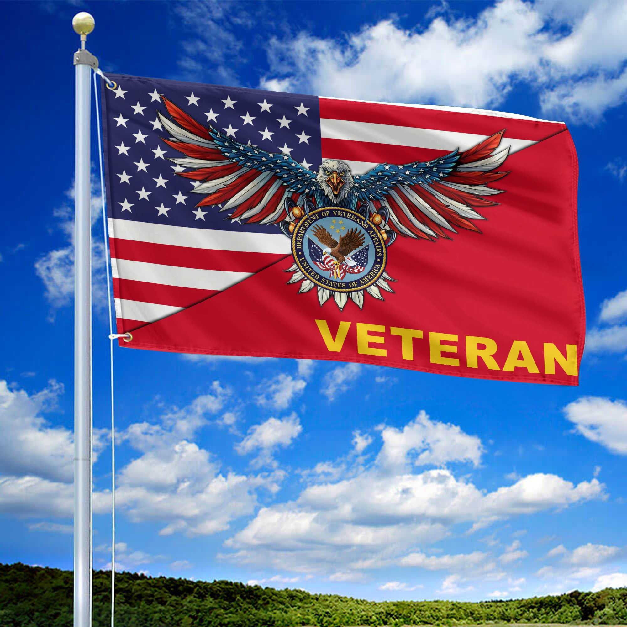 Premium US Veteran Grommet Flag Gift For Veterans Day, Father's Day, Memorial Day